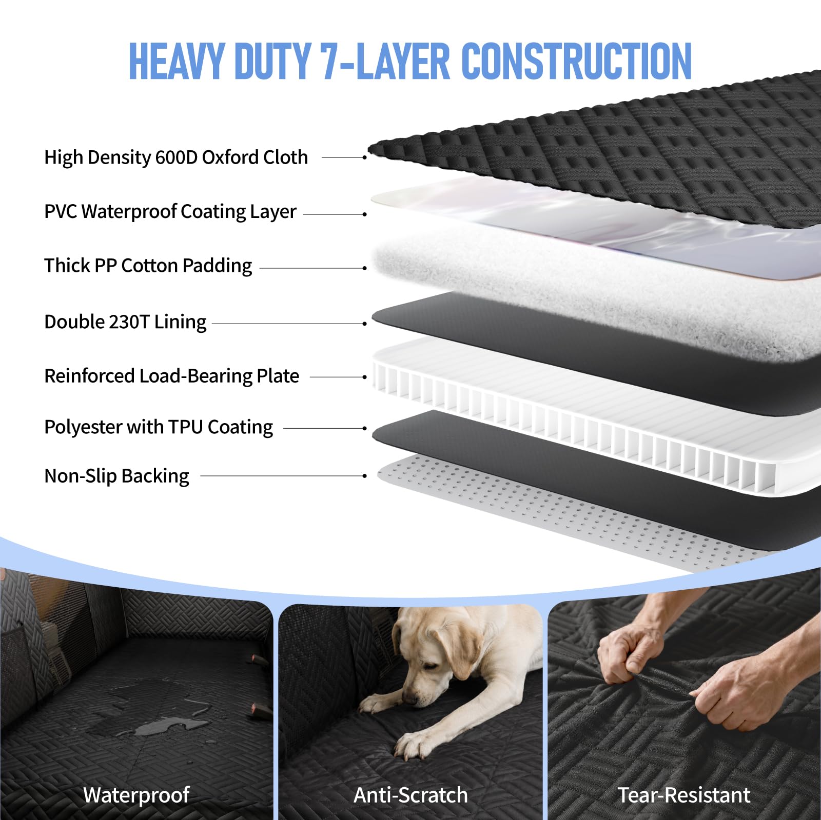 Hard-Bottom Dog Car Seat Cover & Back Seat Extender