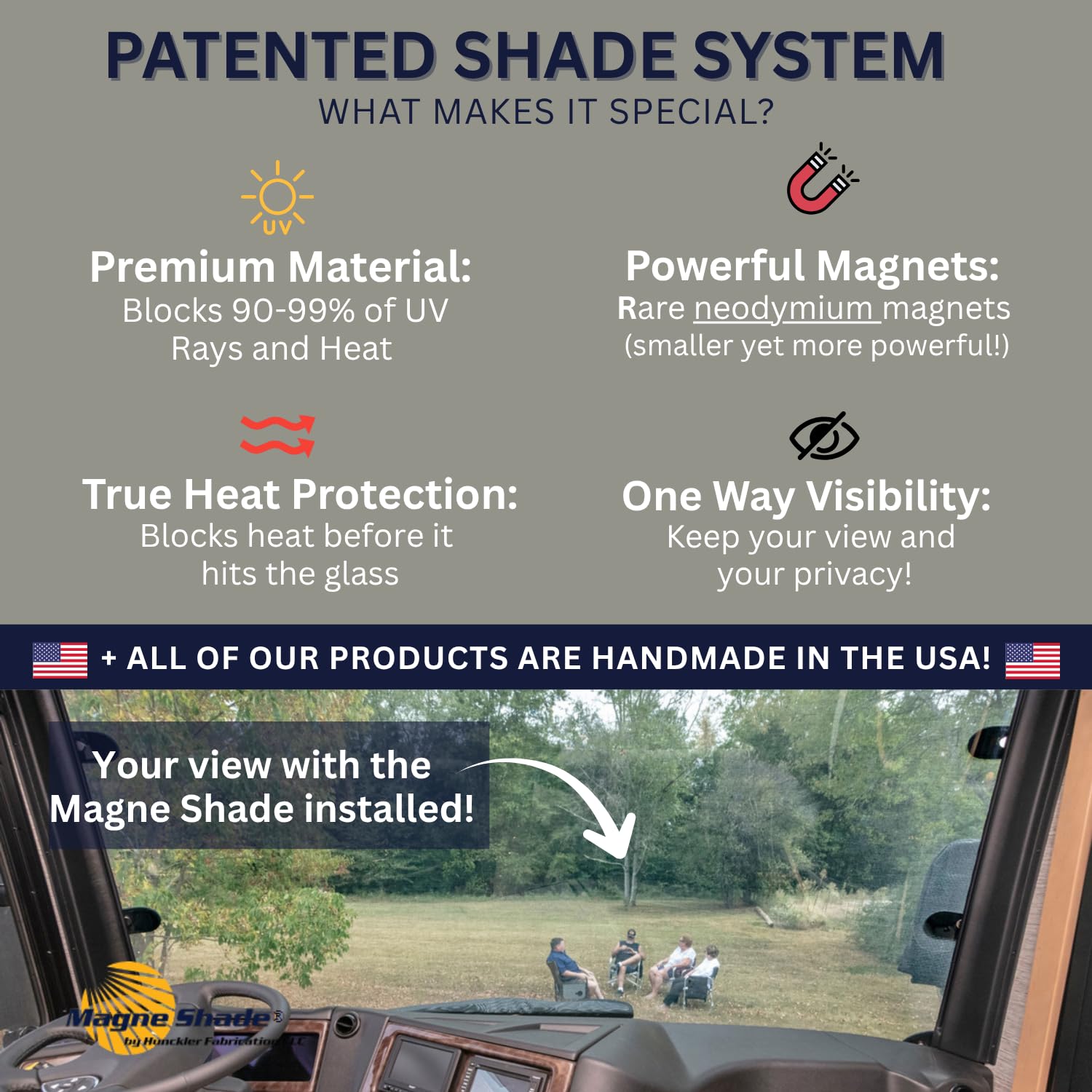 Magnetic RV Windshield Sun Shade for Heat Reduction