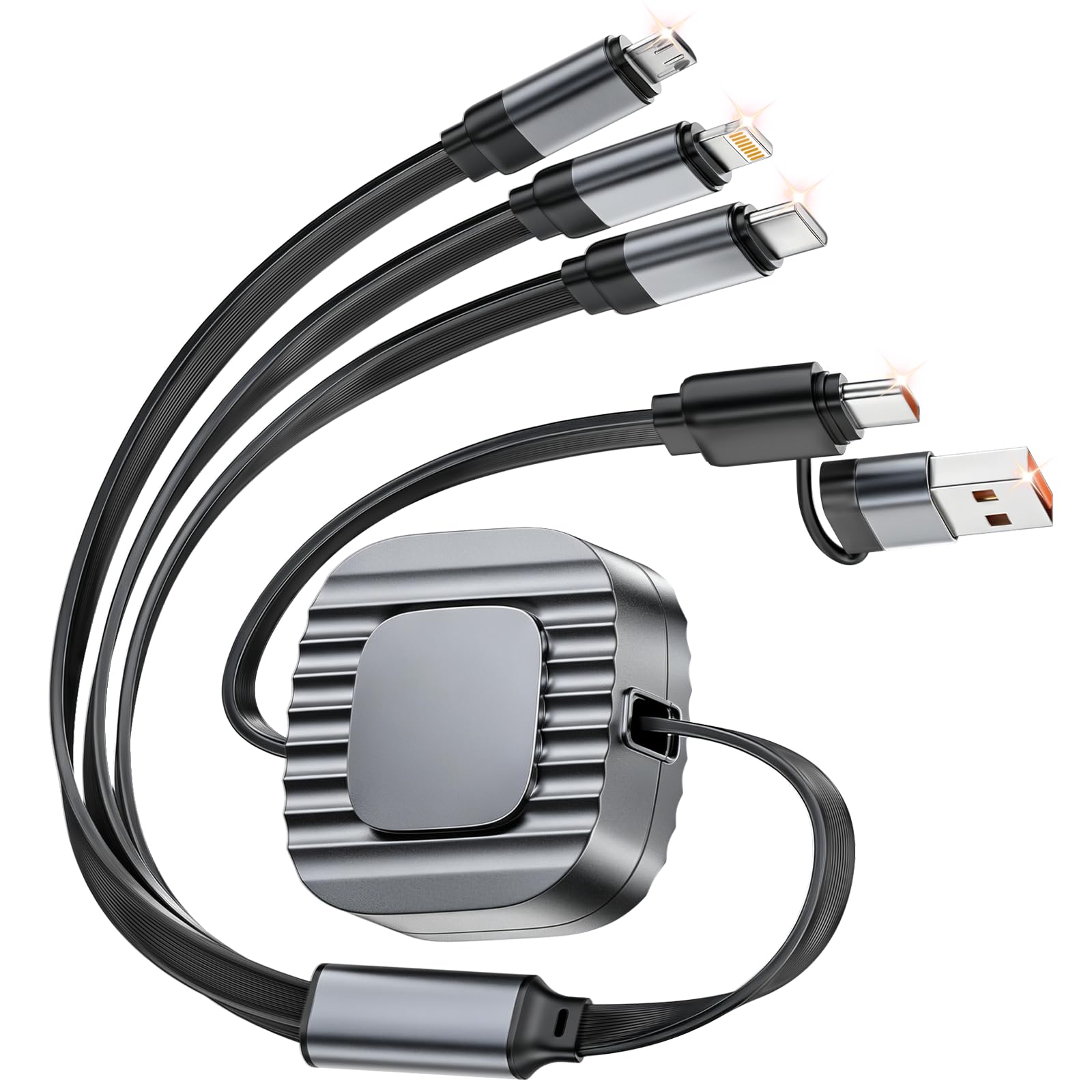 3-in-1 Retractable Multi Charging Cable with USB Ports