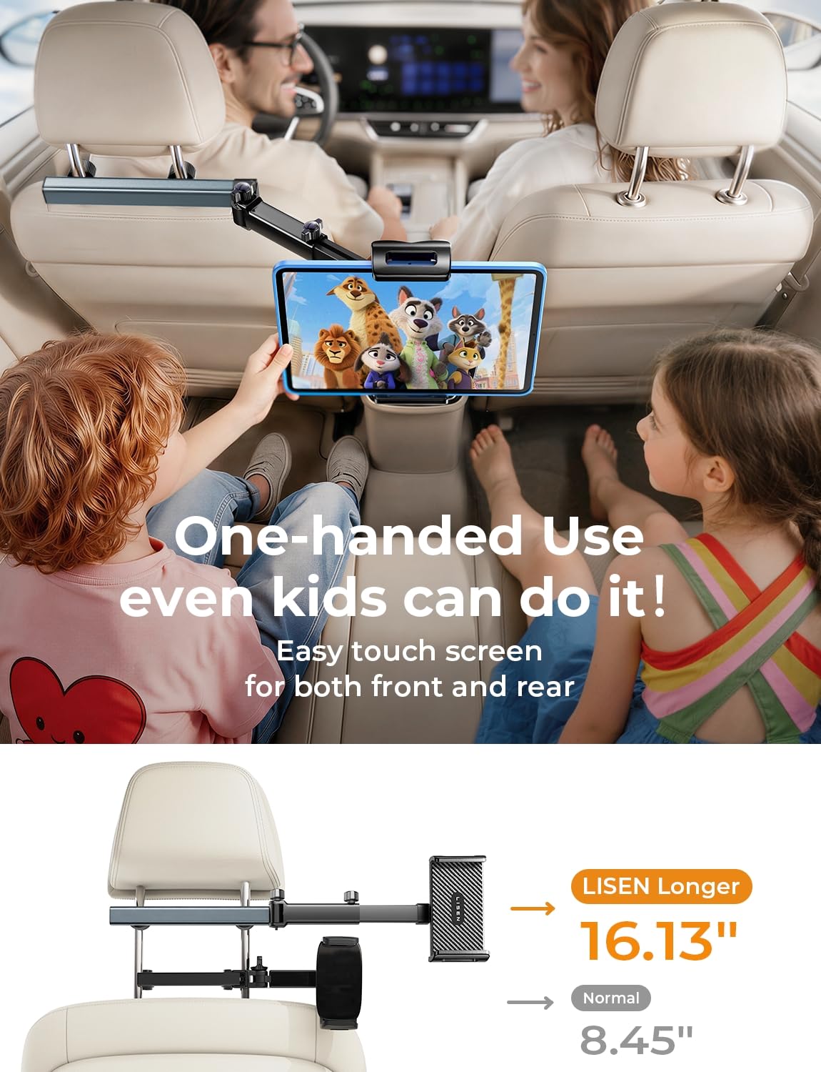 3-in-1 Backseat Tablet Holder & Car Organizer