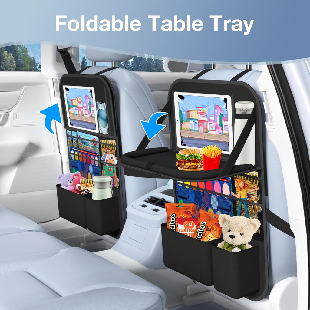Backseat Car Organizer with Storage Pockets & Kick Mat