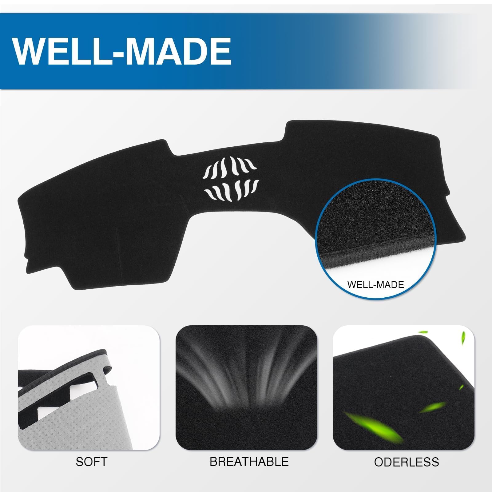 Gray & Black Non-Slip Dashboard Cover for Left-Hand Drive