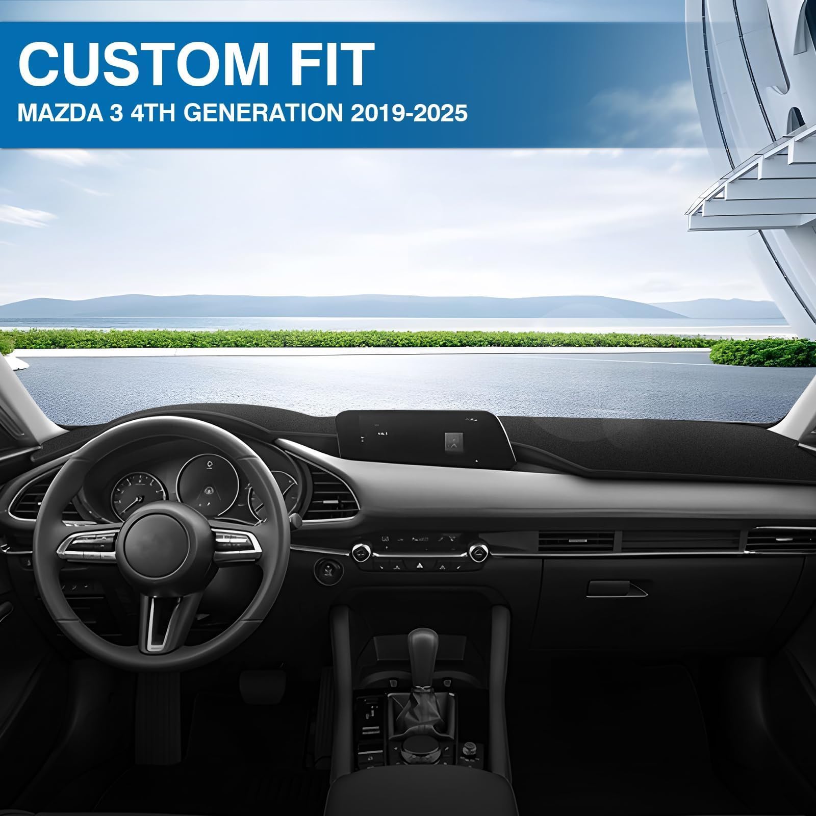 Gray & Black Non-Slip Dashboard Cover for Left-Hand Drive