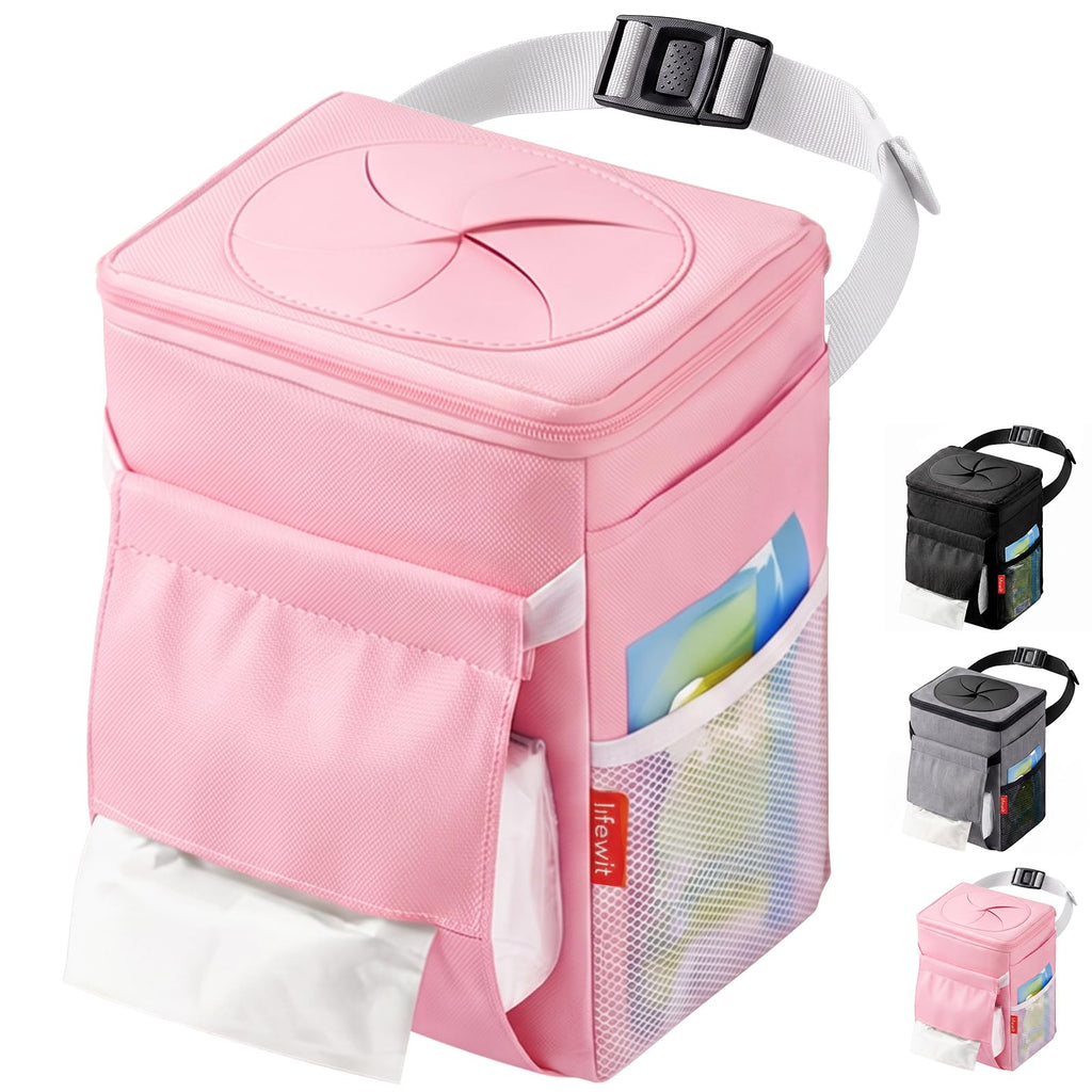 Hanging Car Trash Can with Lid & Garbage Bag Holder