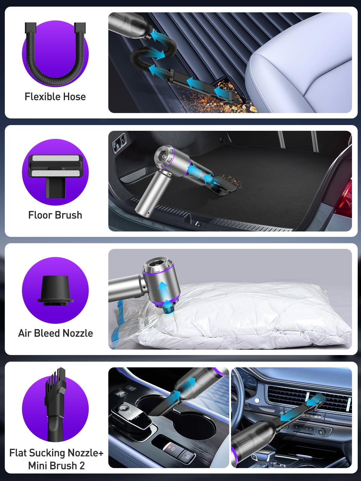 Cordless 4-in-1 High-Power Car Vacuum & Air Duster