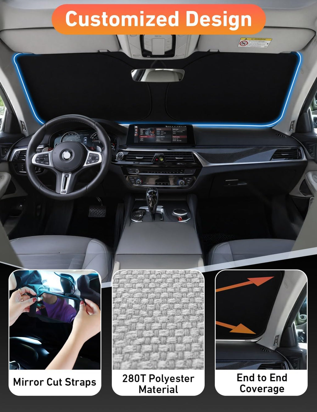 Reflective RV Windshield Sunshade for UV & Heat Protection