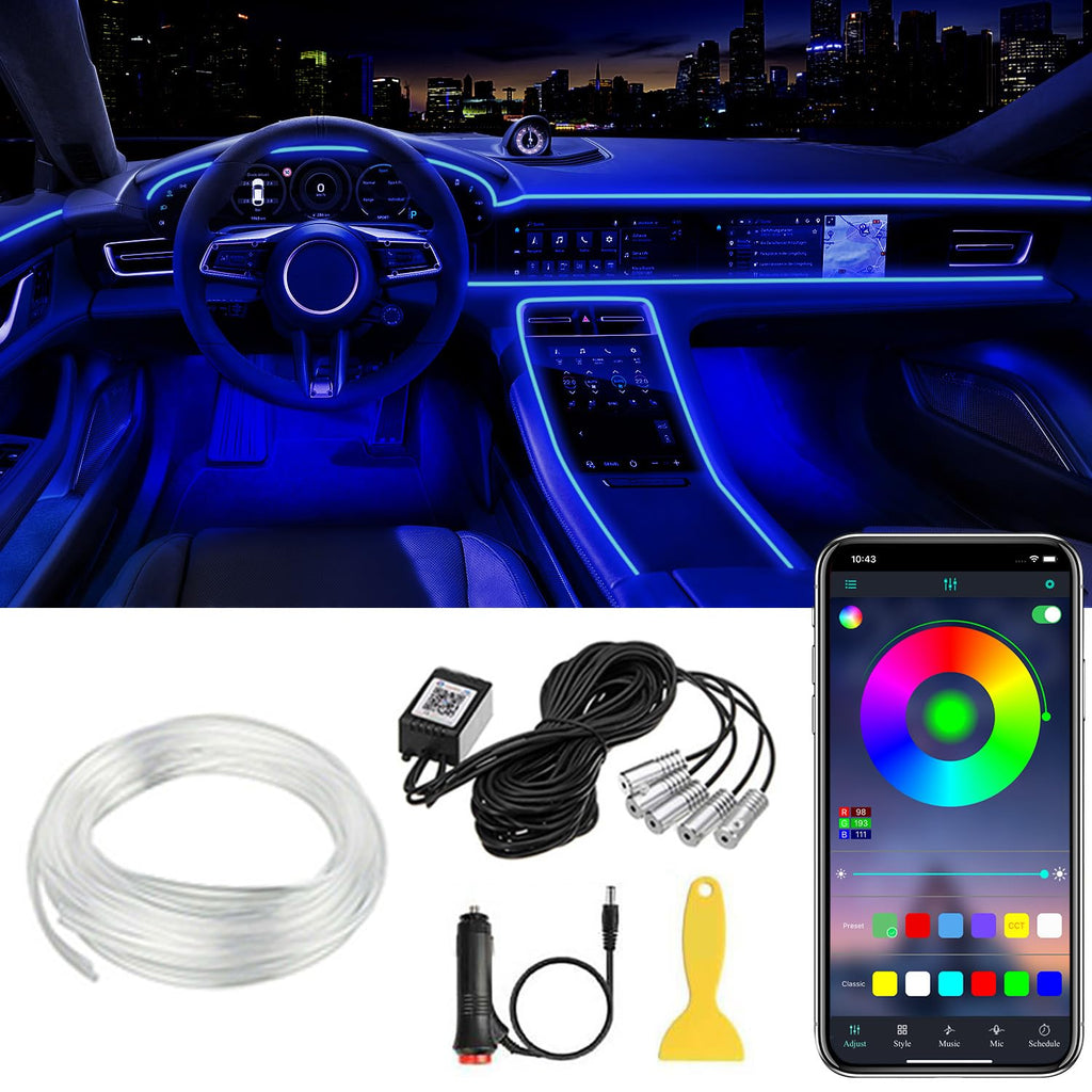 5-in-1 App-Controlled LED Strip Lights for Car Interiors