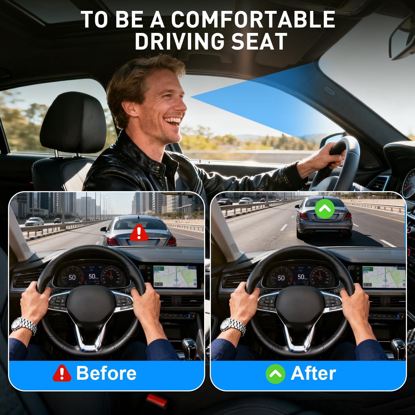 Memory Foam Car Seat Cushion with Back Support for Drivers