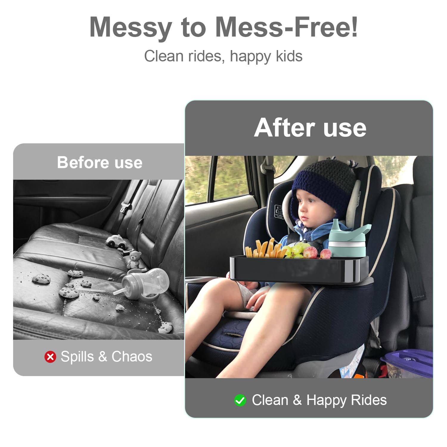 Universal Toddler Car Seat Snack Tray for Road Trips