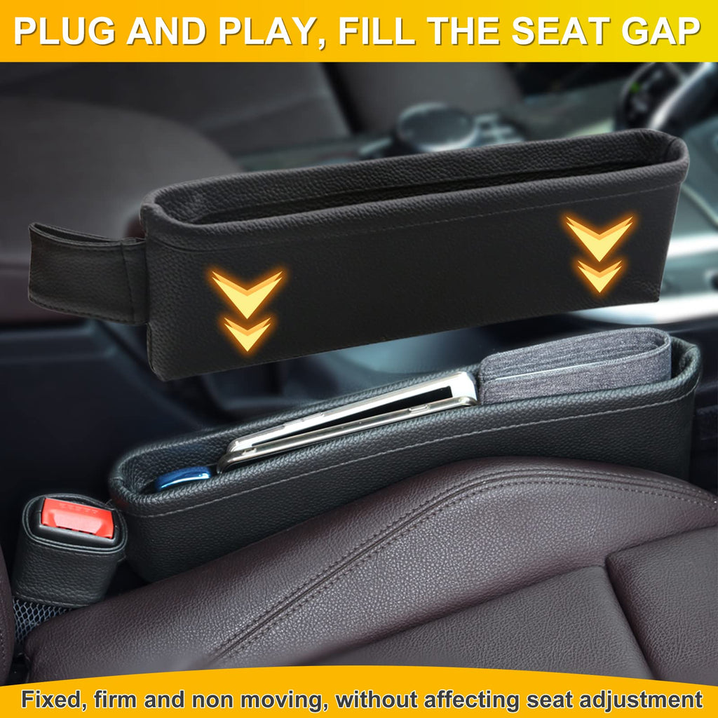 2-Pack Leather Car Seat Gap Organizers with Side Storage