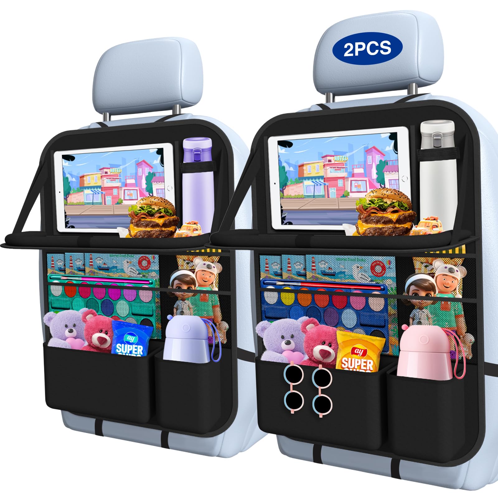 Backseat Car Organizer with Storage Pockets & Kick Mat