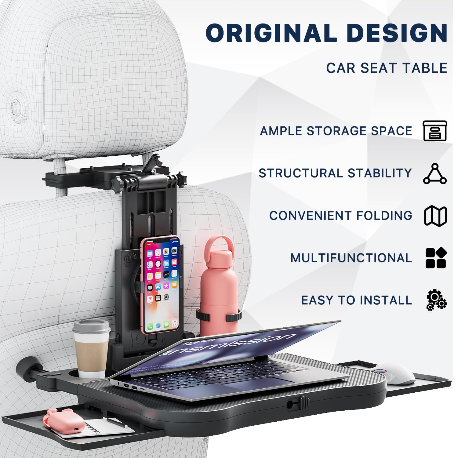 Foldable Steering Wheel & Backseat Car Travel Tray