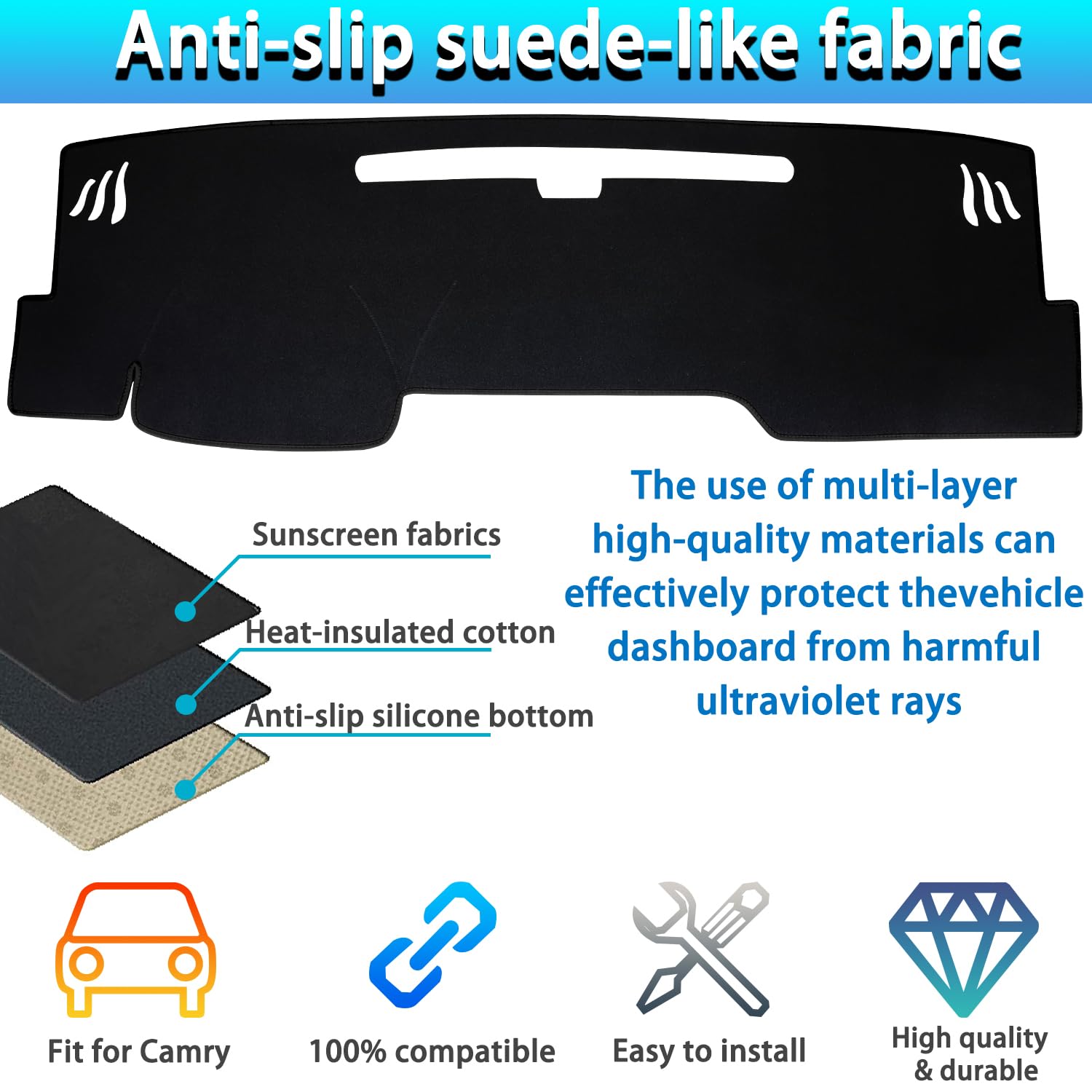 Dashboard Cover Mat for Toyota Camry 2025–Present