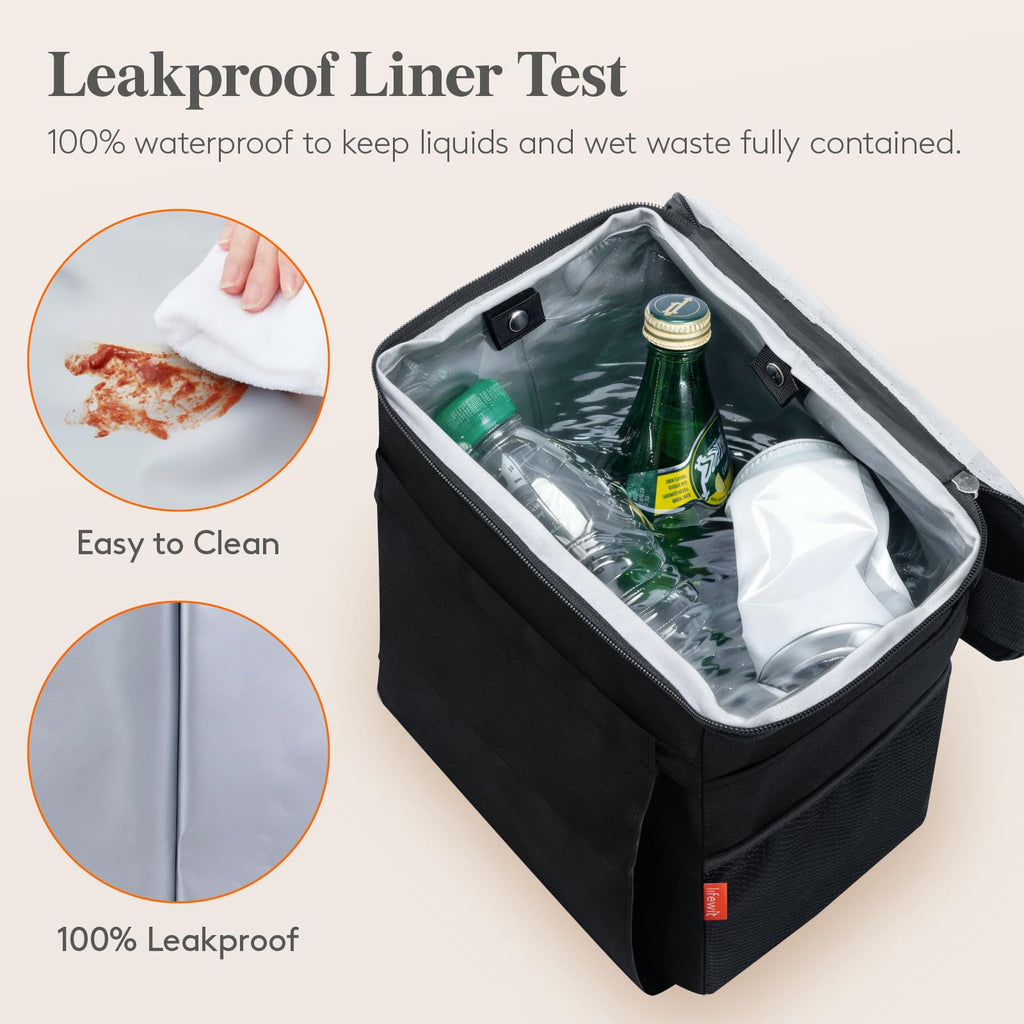 Hanging Car Trash Can with Lid & Garbage Bag Holder