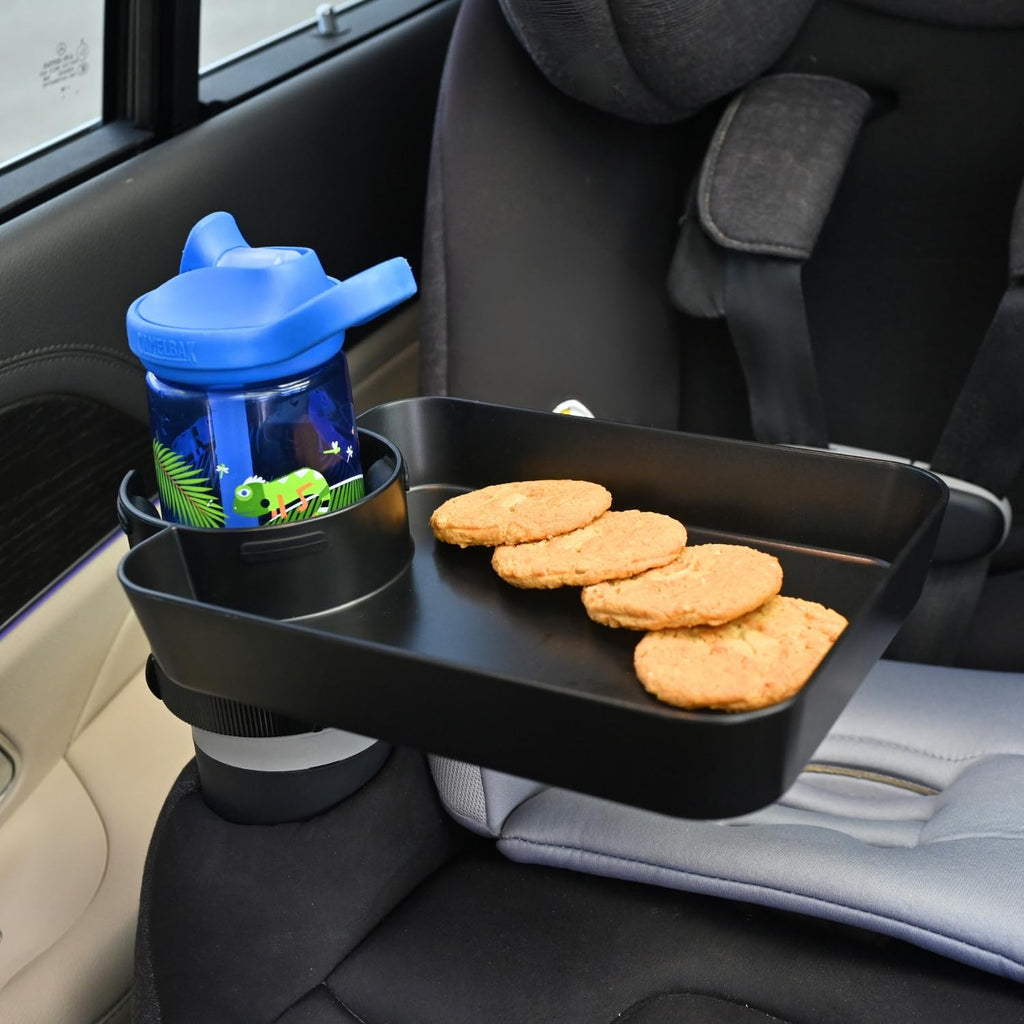 Adjustable Kids Car Seat Snack Tray with Anti-Shake Cup Holder