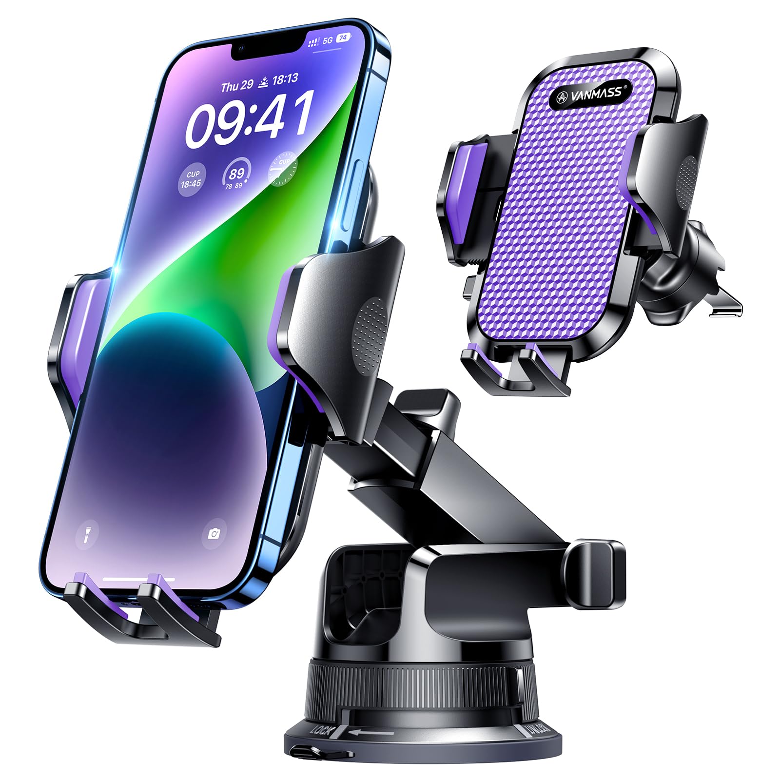 Military-Grade Car Phone Mount for Dashboard, Vent & Windshield