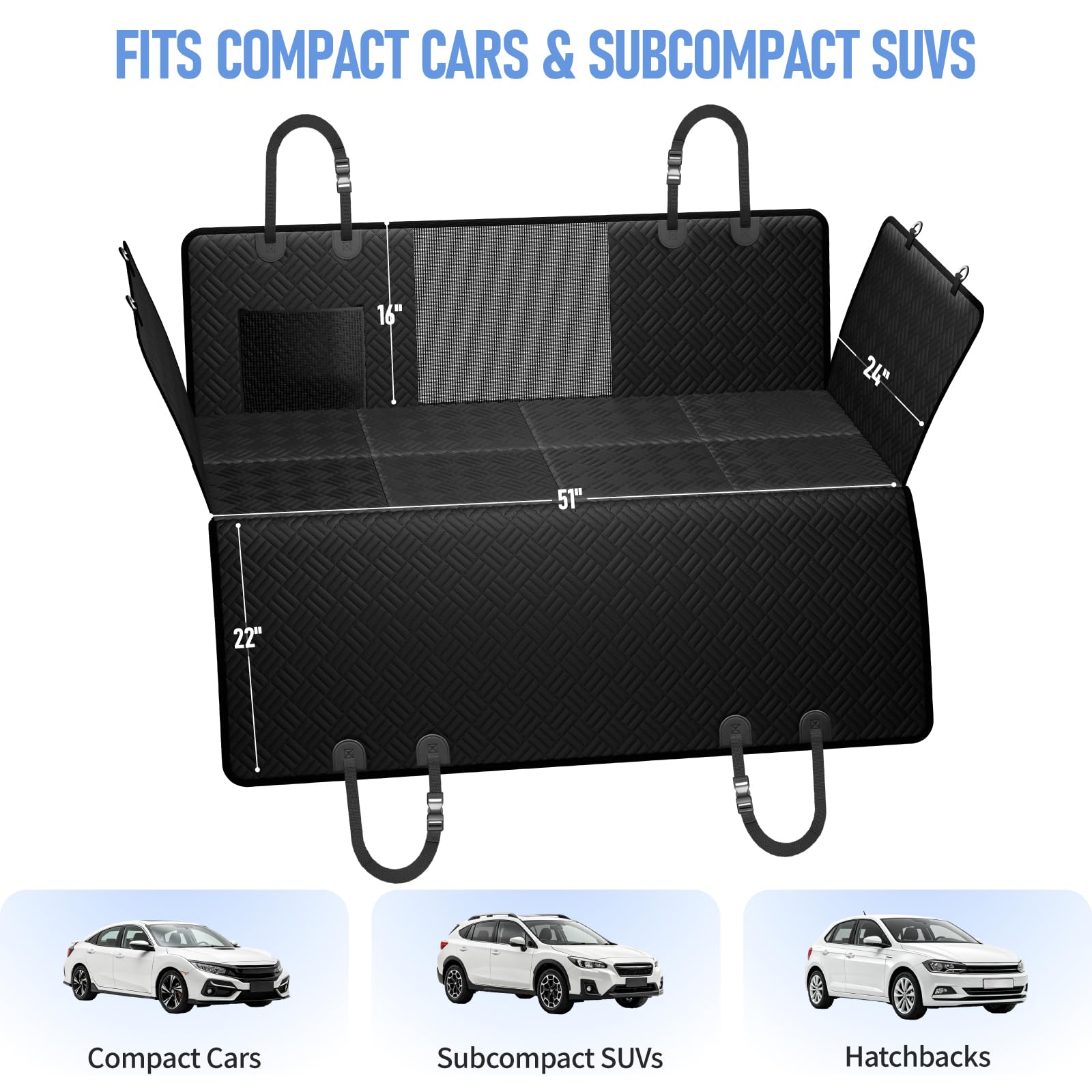 Hard-Bottom Dog Car Seat Cover & Back Seat Extender