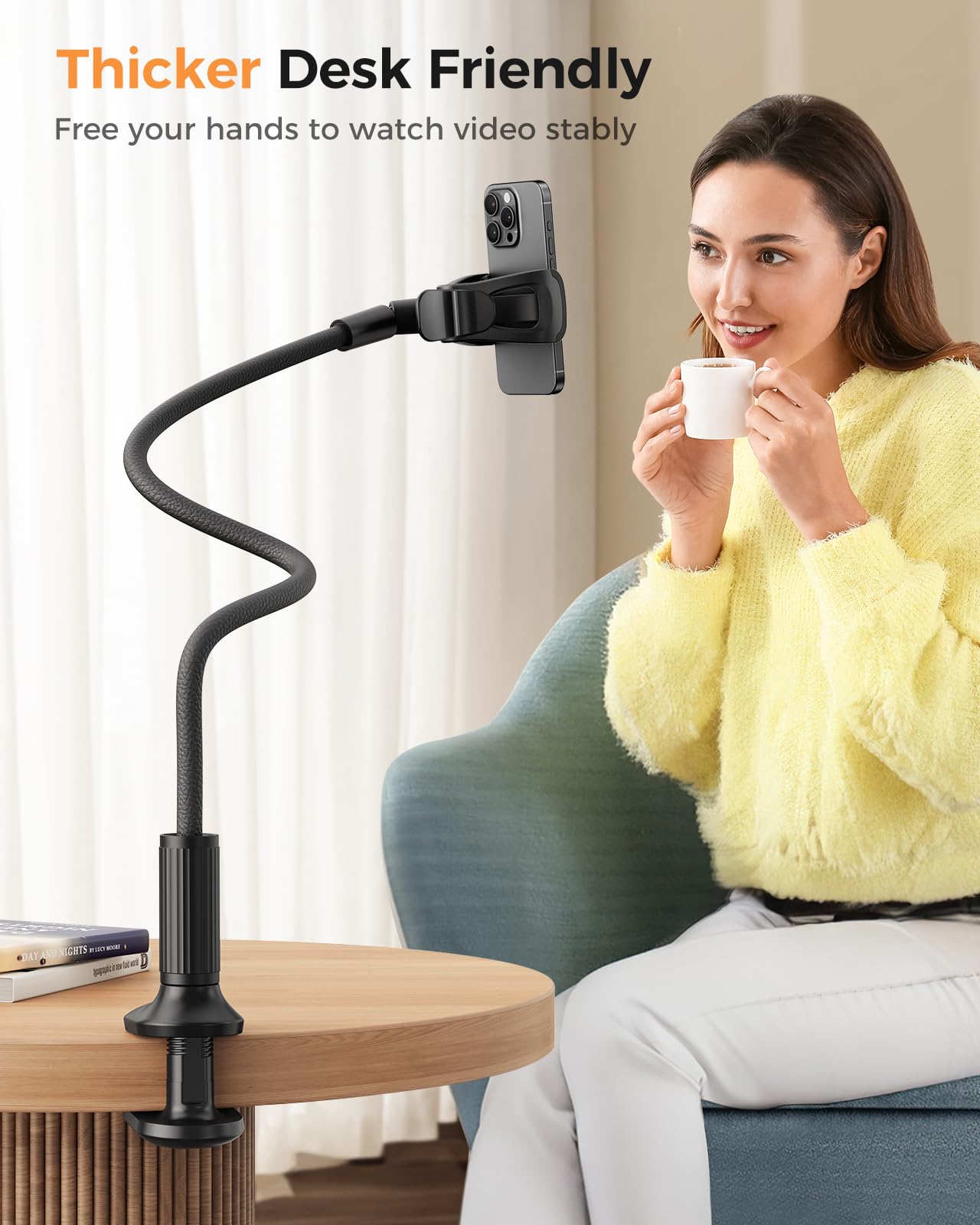 Flexible Gooseneck Phone Holder with Clamp Mount