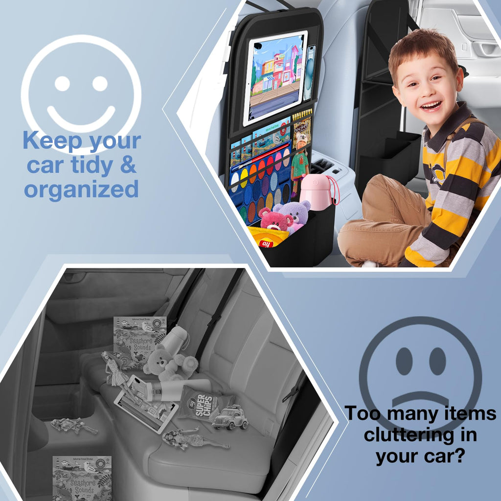 Backseat Car Organizer with Storage Pockets & Kick Mat