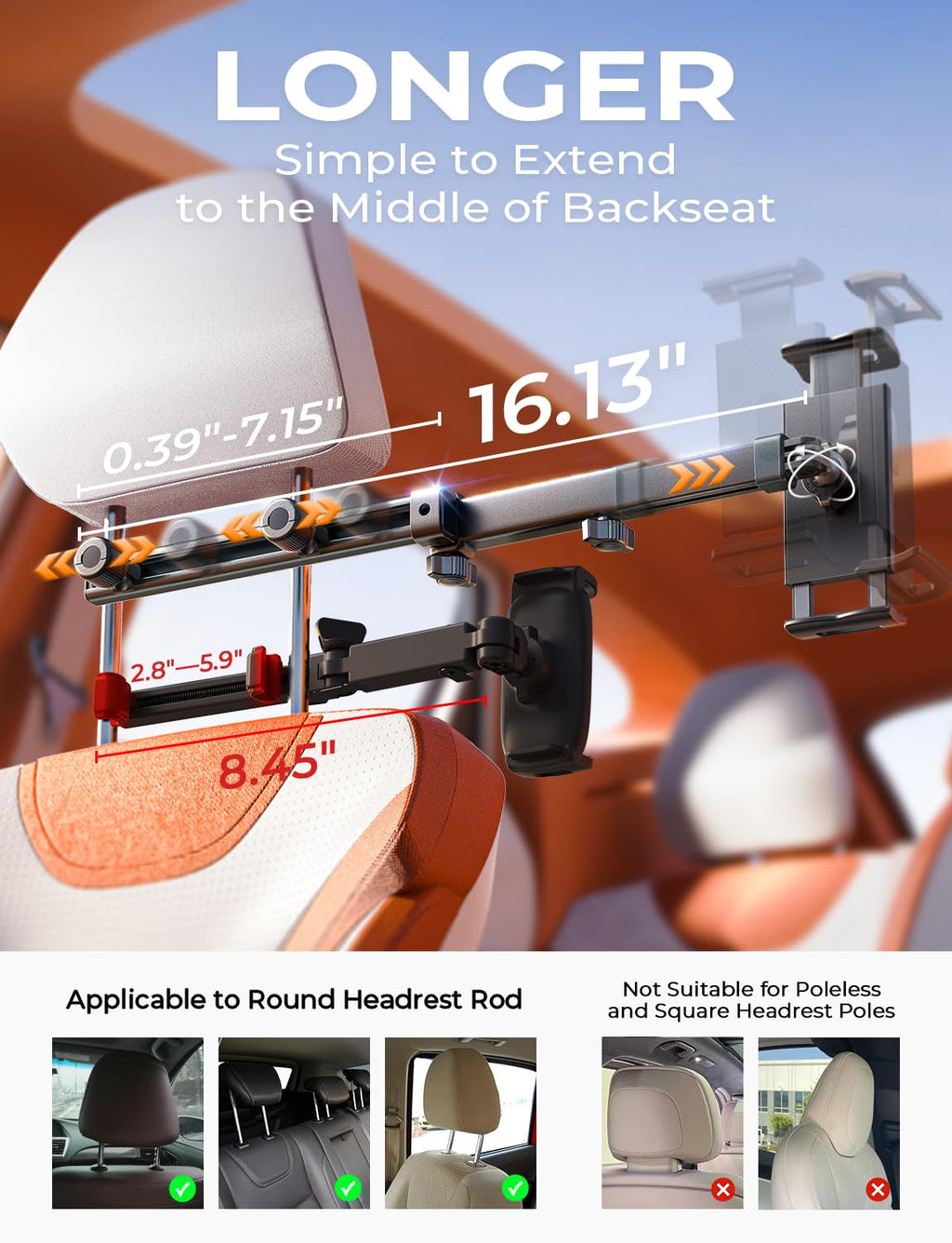 3-in-1 Backseat Tablet Holder & Car Organizer