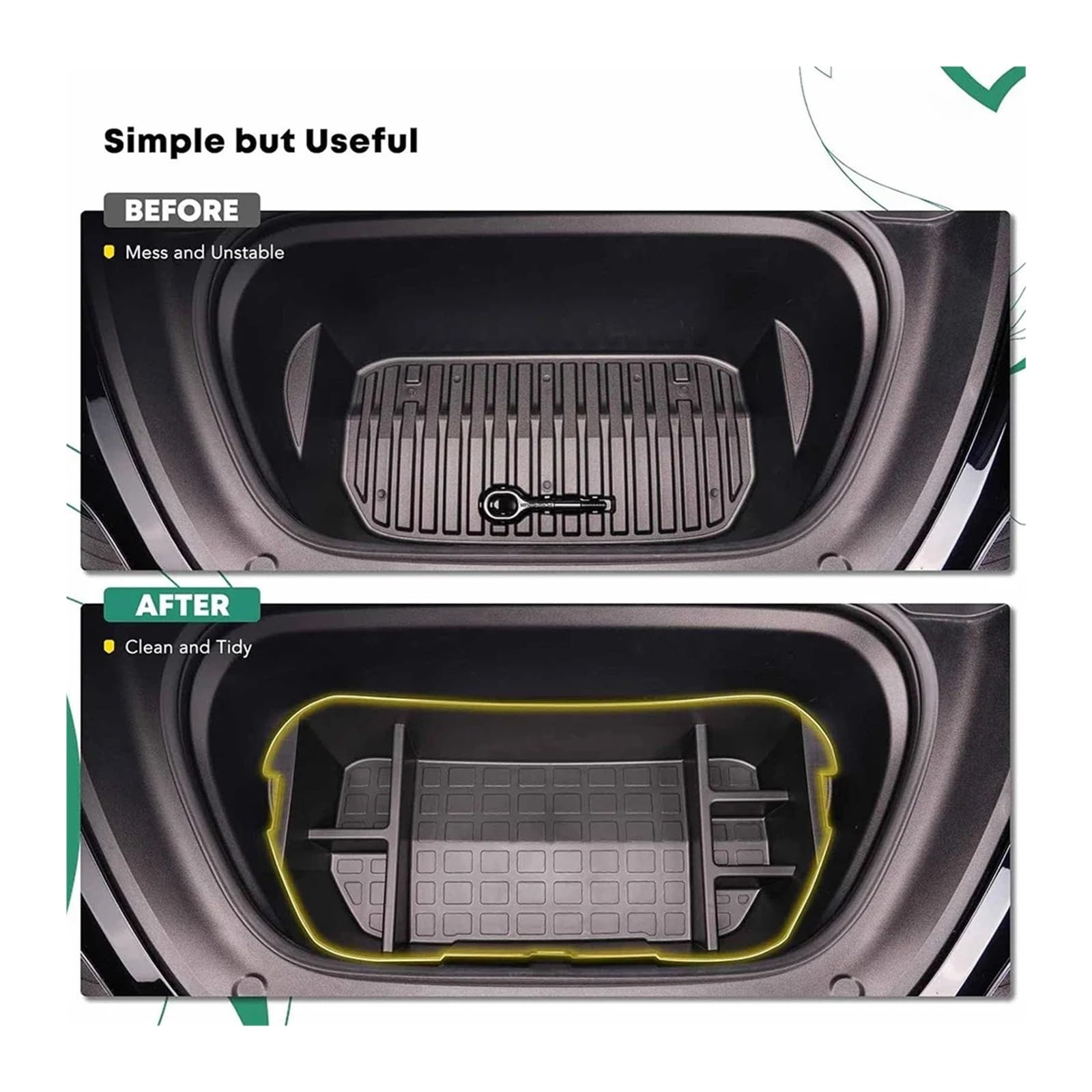 Rear Trunk Storage Organizer Bins for Tesla Model Y 2020–2024