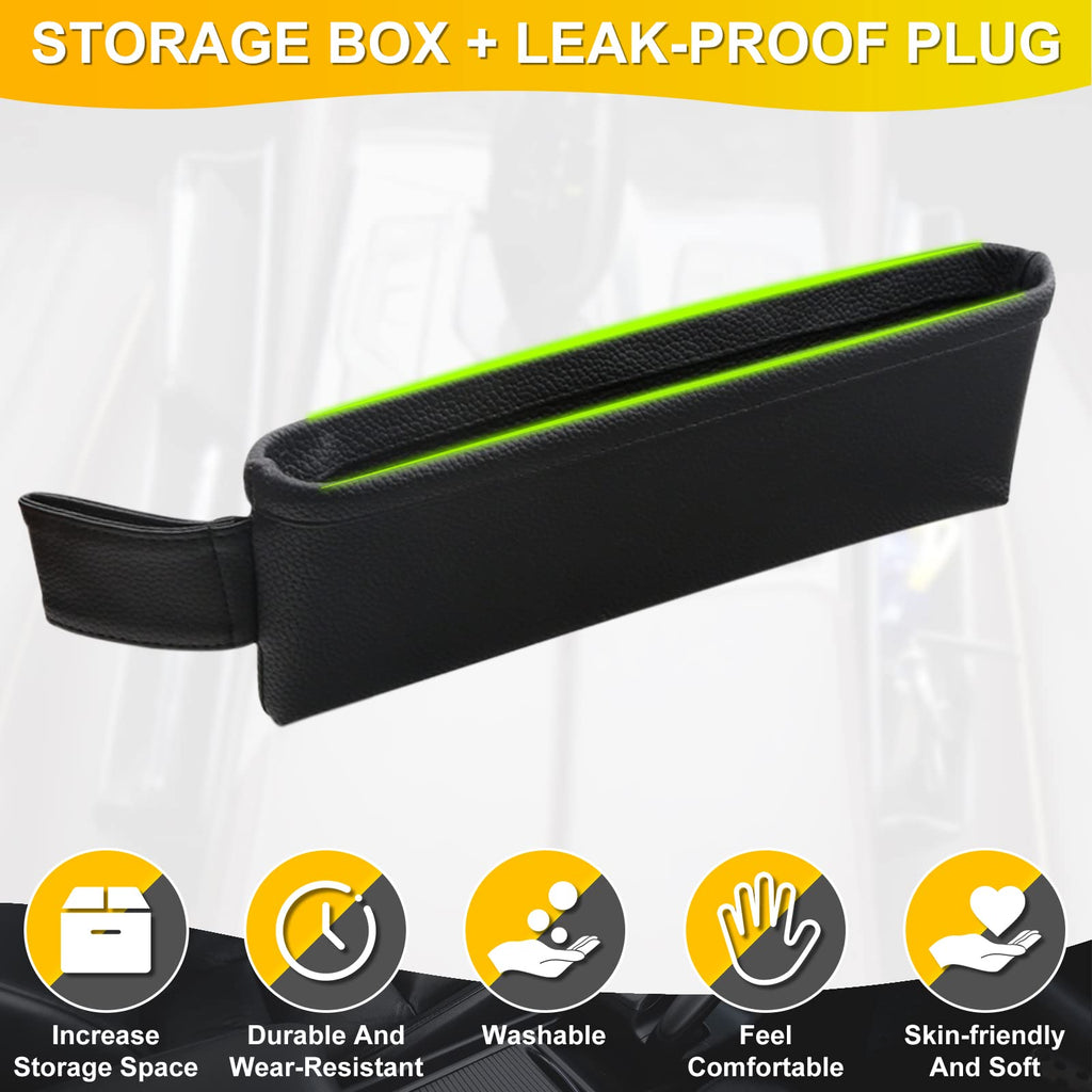 2-Pack Leather Car Seat Gap Organizers with Side Storage