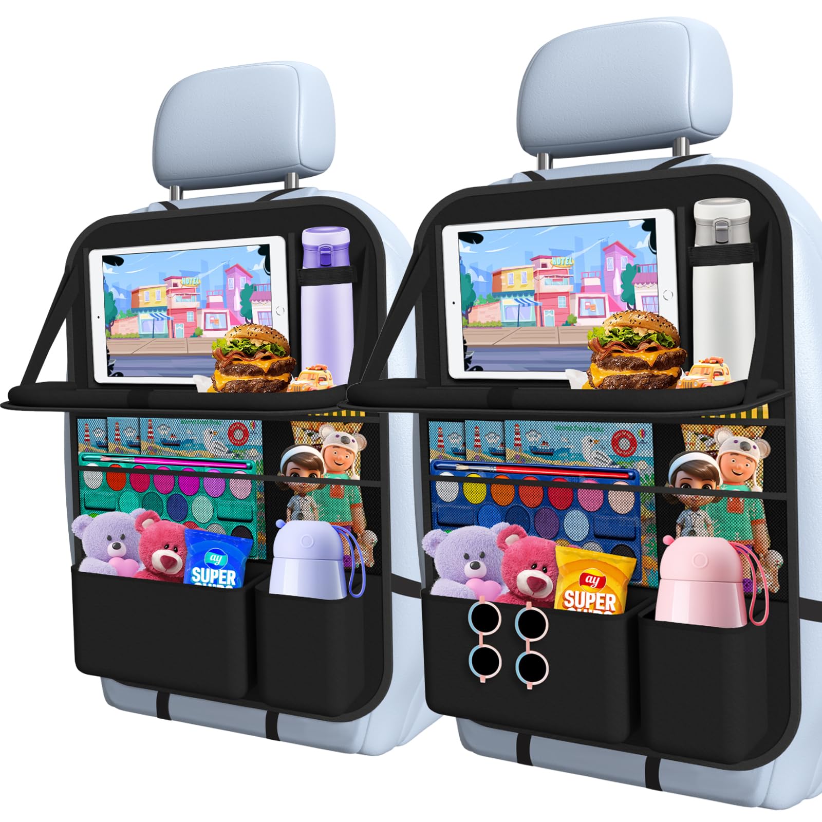 Backseat Car Organizer with Storage Pockets & Kick Mat