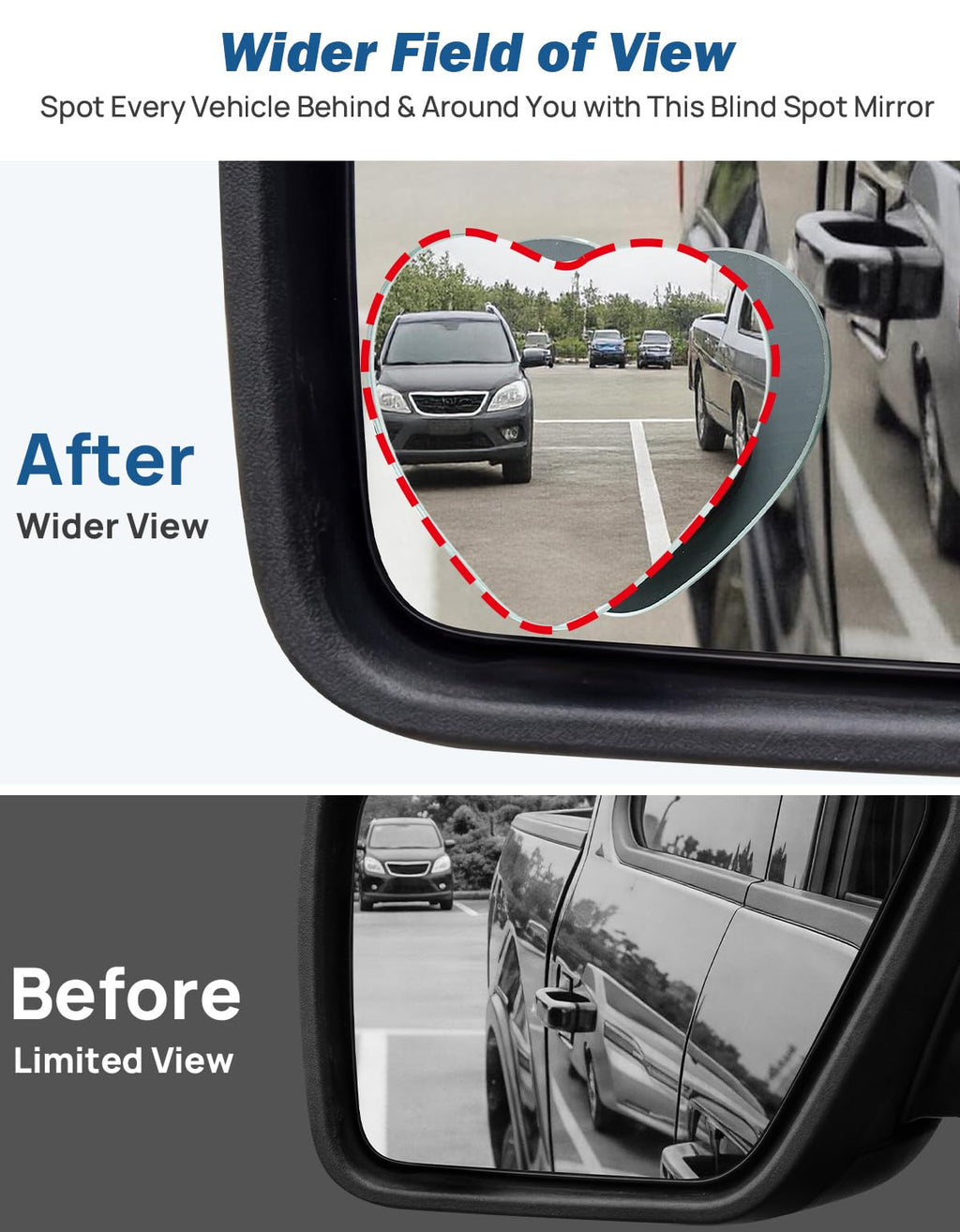 Adjustable Blind Spot Mirror for Cars, SUVs & Trucks
