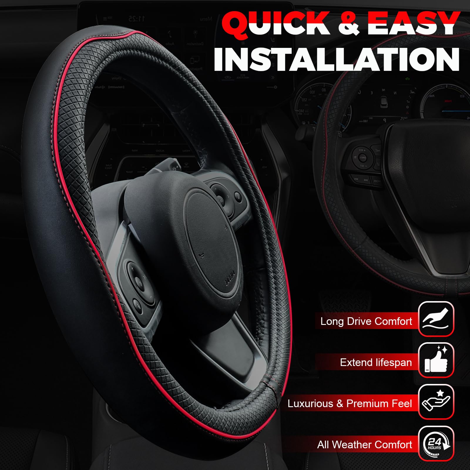 Durable Non-Slip Car Steering Wheel Cover for Daily Driving