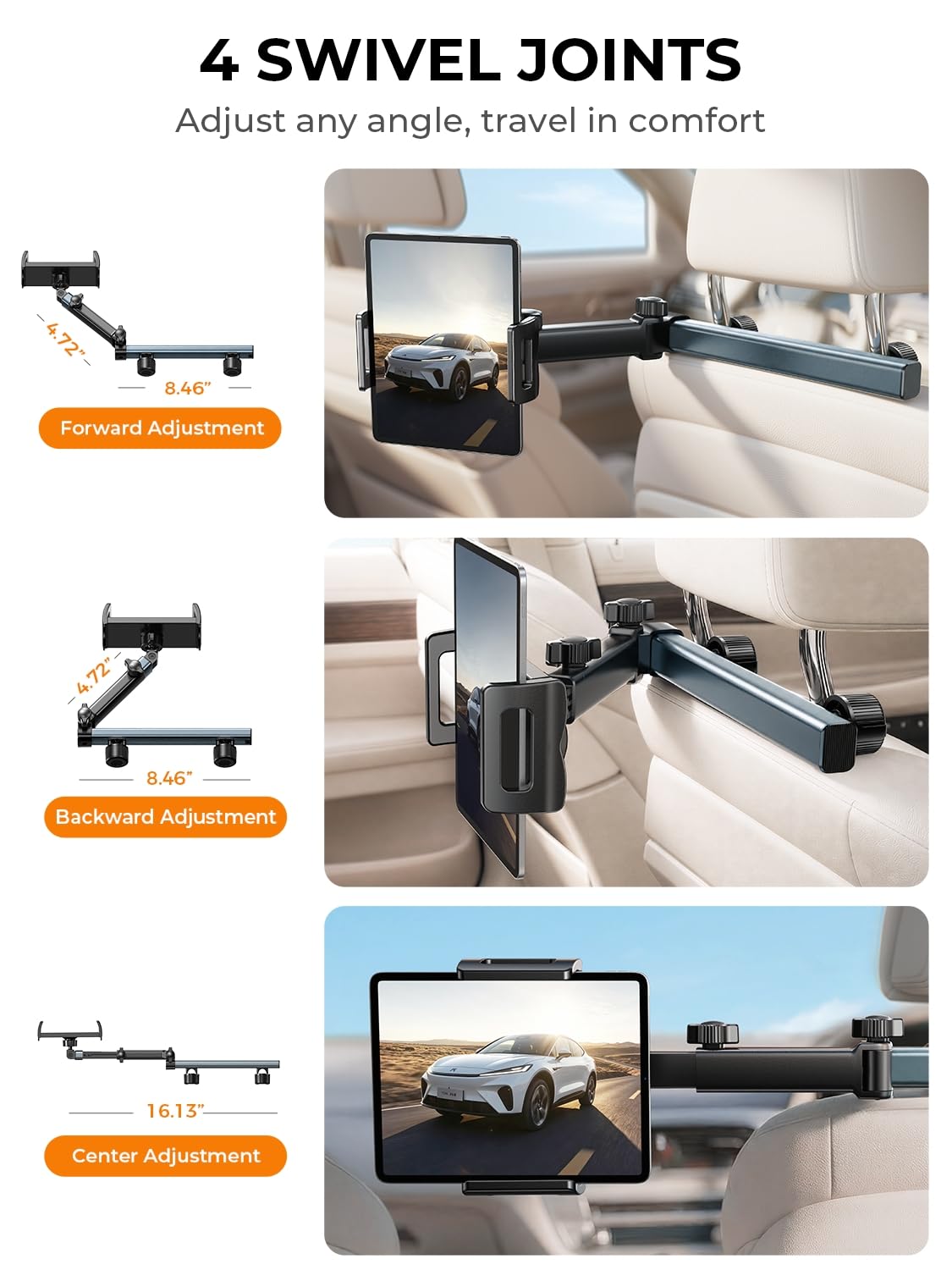3-in-1 Backseat Tablet Holder & Car Organizer