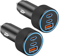 67W 3-Port Dual USB-C & USB-A Car Charger Adapter