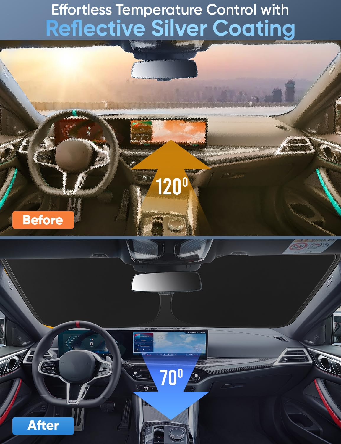 Front Windshield Sun Shade & Car Window Sun Visor