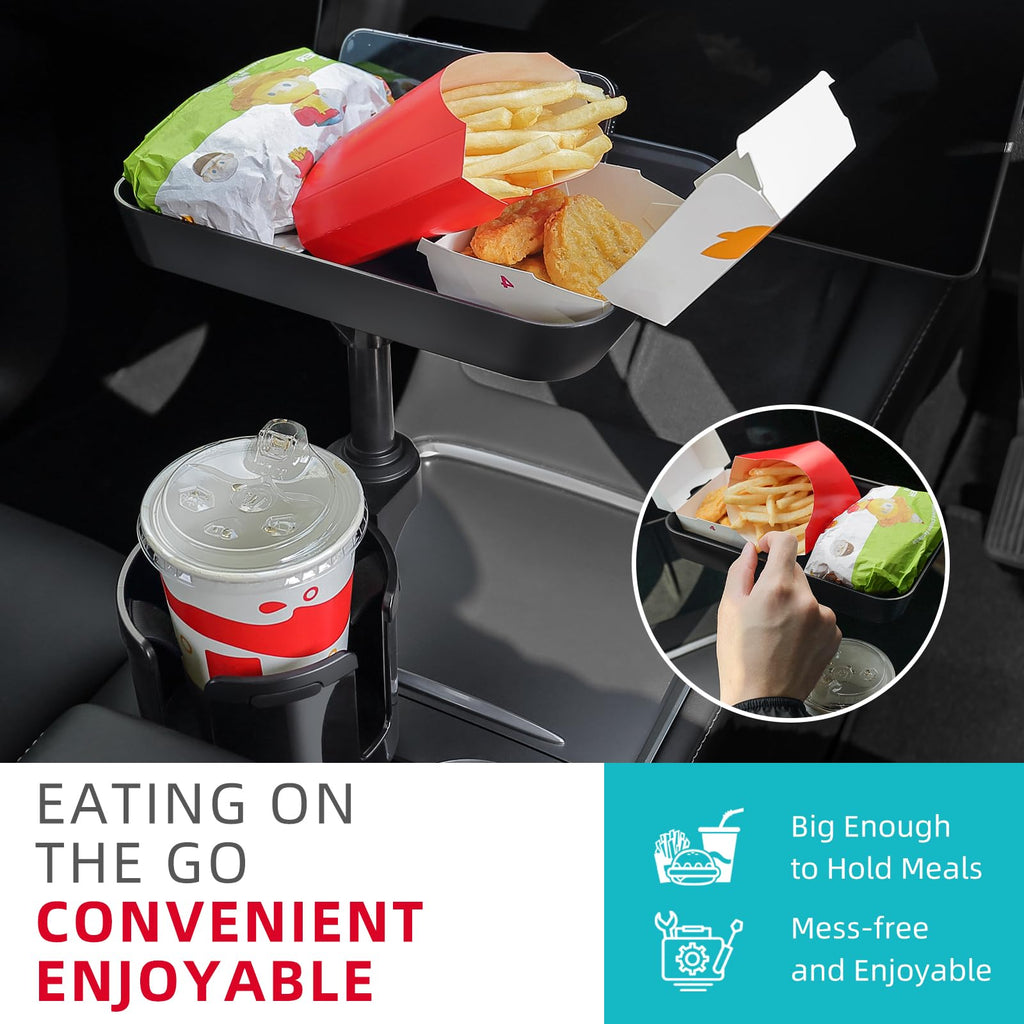9.5-Inch Detachable Car Cup Holder Food Tray Table