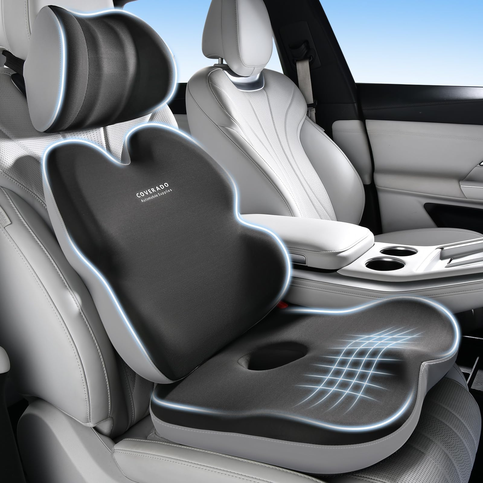 Ergonomic Memory Foam Car Seat Cushion for Sciatica Relief