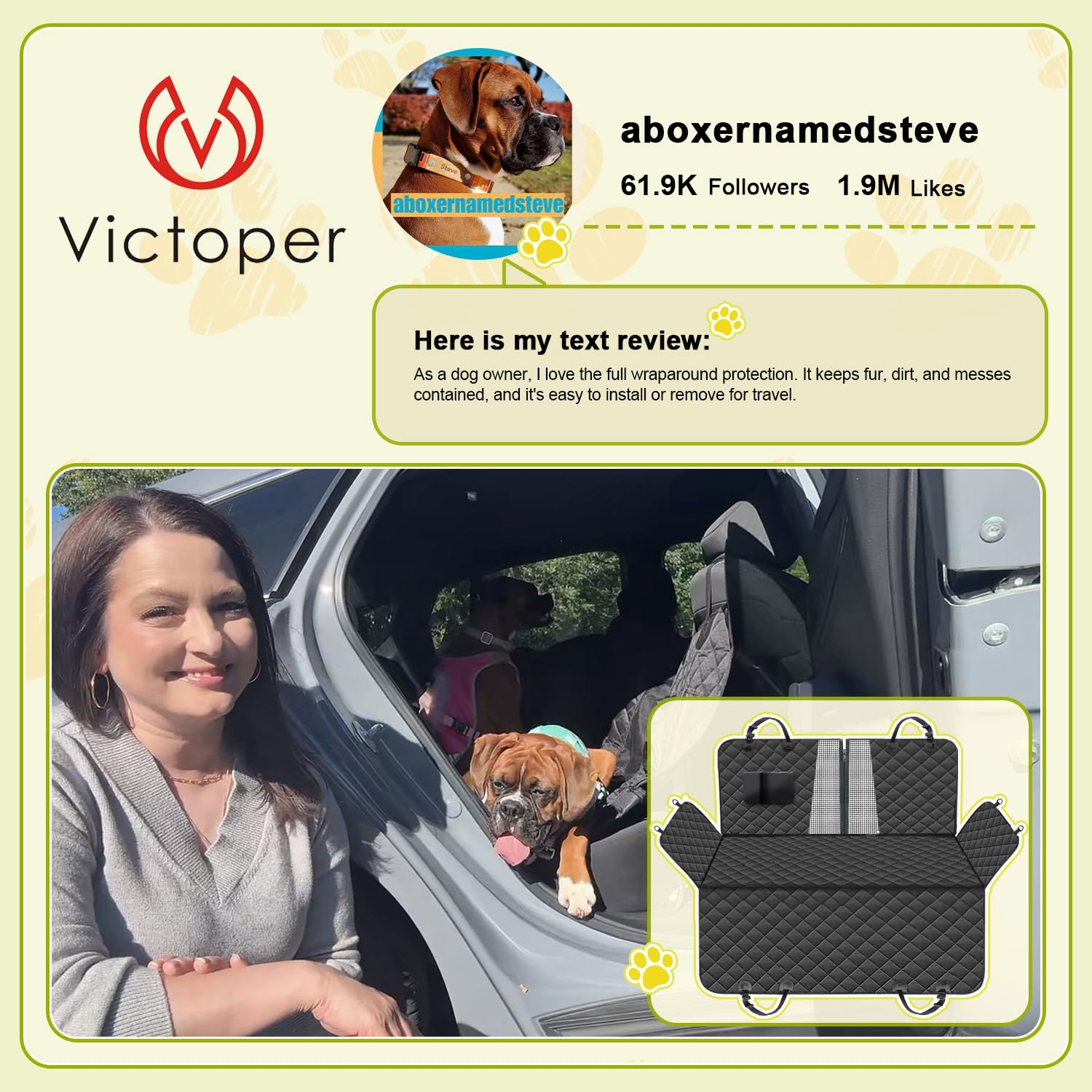 Waterproof 600D Dog Car Seat Cover Hammock for Cars & SUVs
