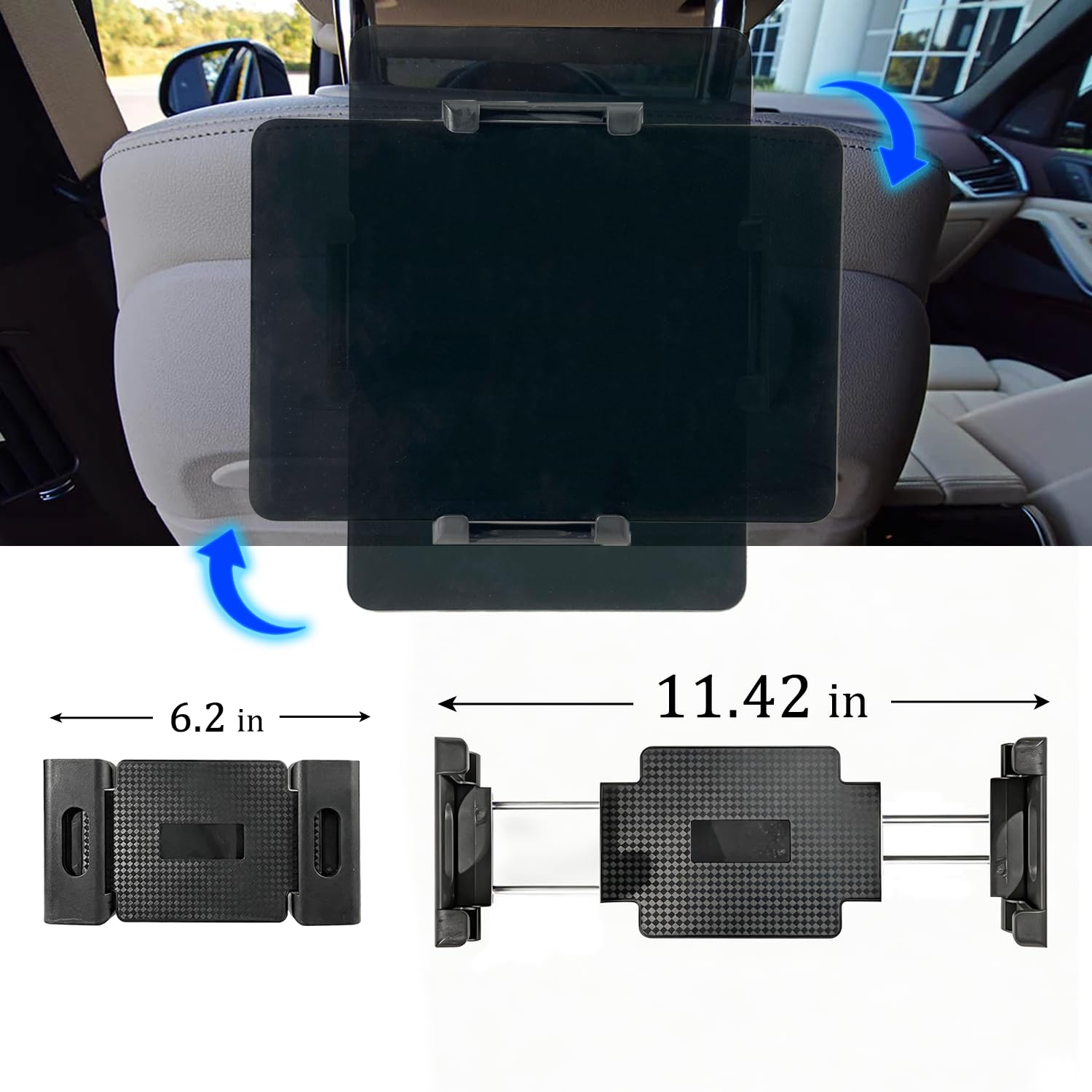 2-Pack BMW Metal Headrest Tablet Holders & Console Tray