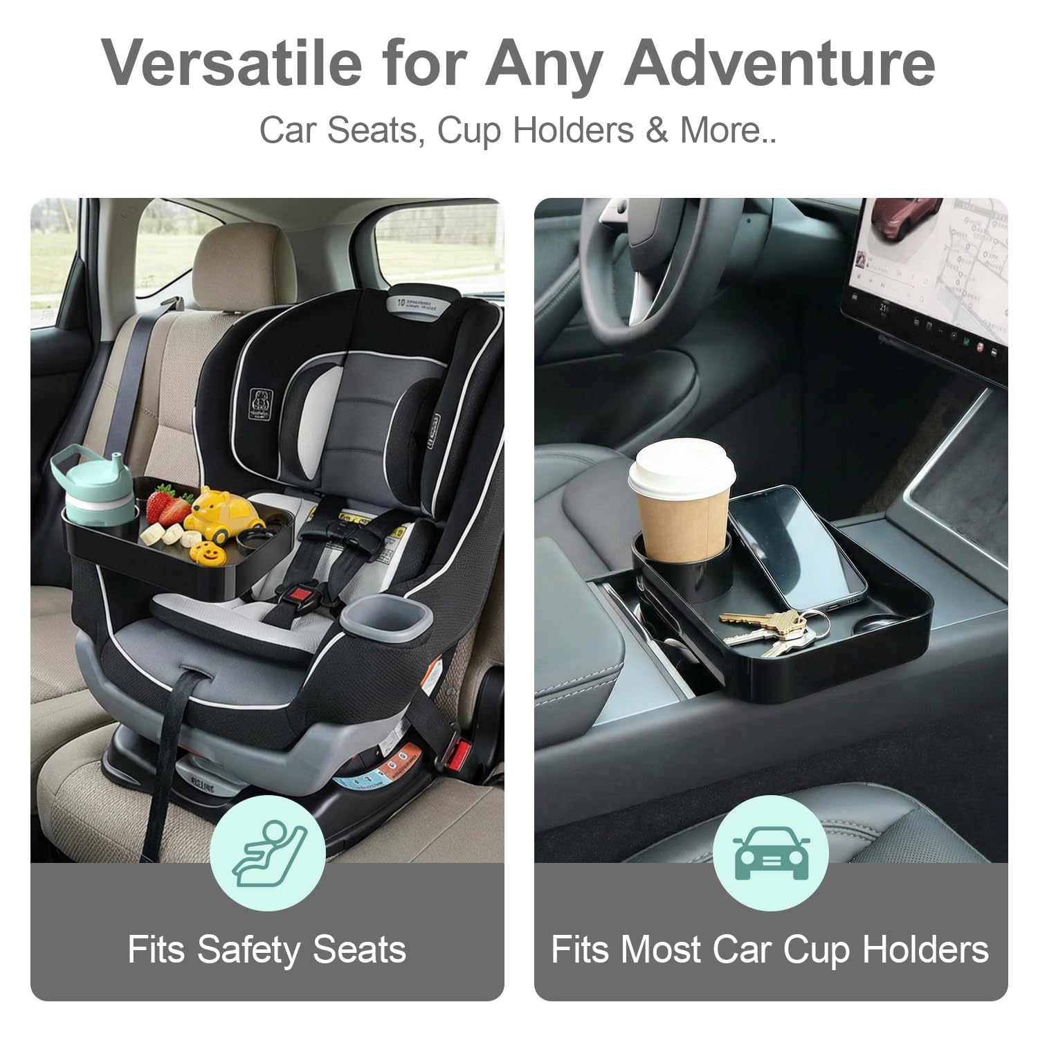 Universal Toddler Car Seat Snack Tray for Road Trips