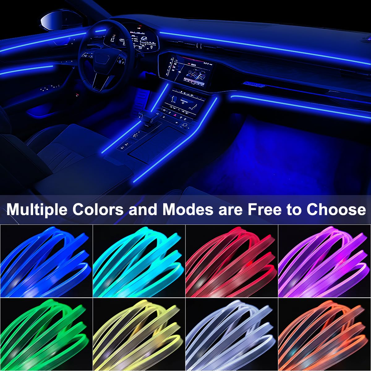 5-in-1 App-Controlled LED Strip Lights for Car Interiors