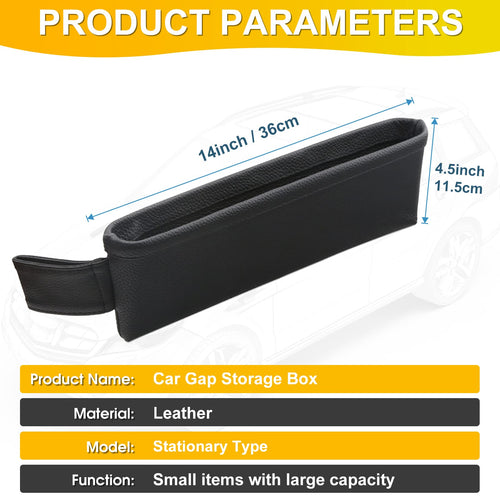 2-Pack Leather Car Seat Gap Organizers with Side Storage