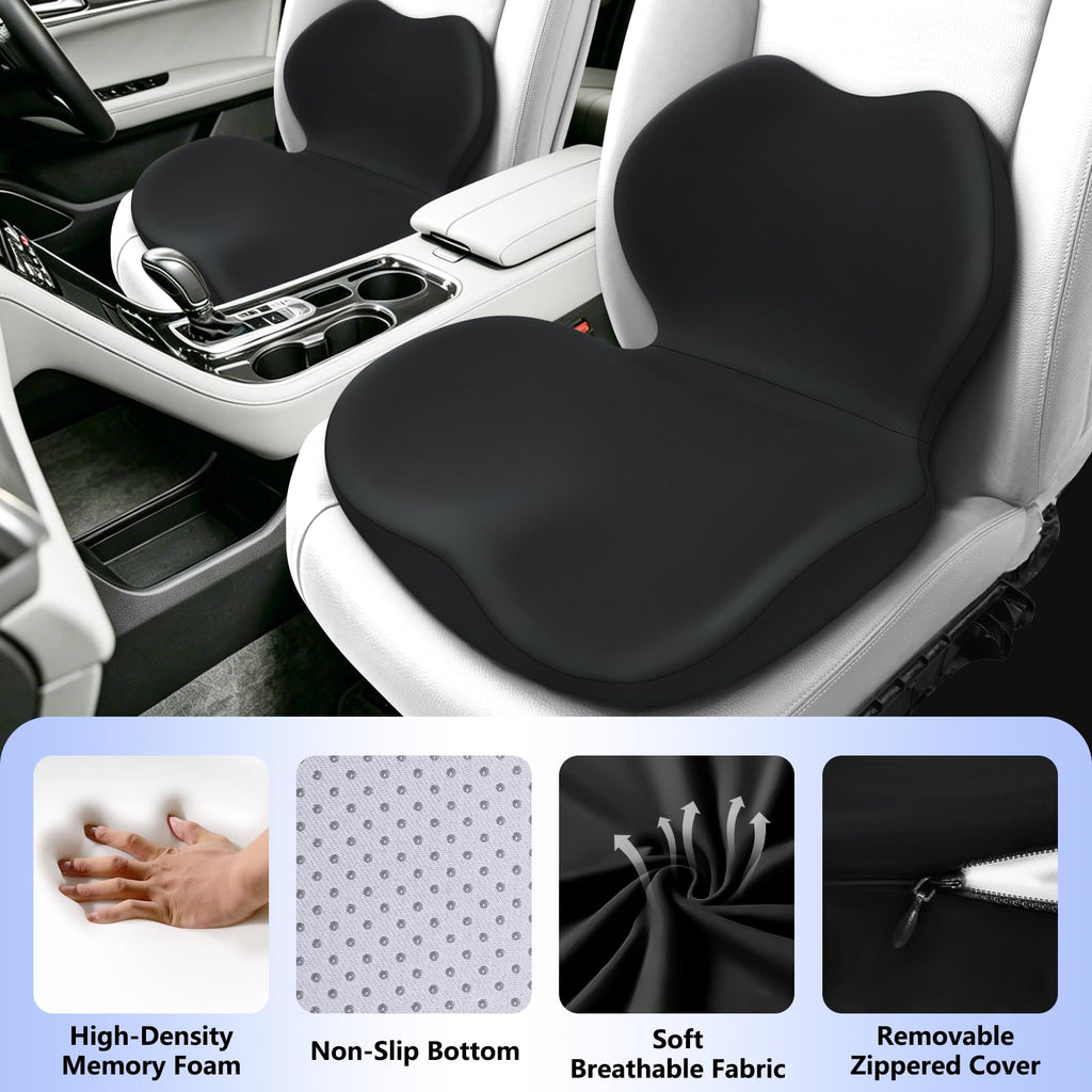 Memory Foam Car Seat Cushion & Lumbar Support Pillow