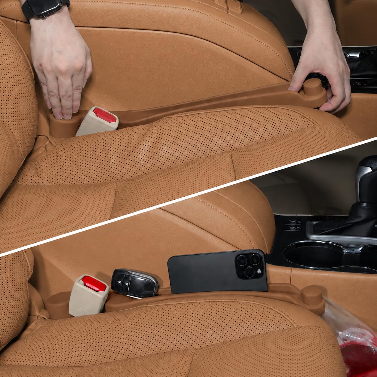 2-Pack 3-in-1 Car Seat Gap Fillers with Organizer & Hook
