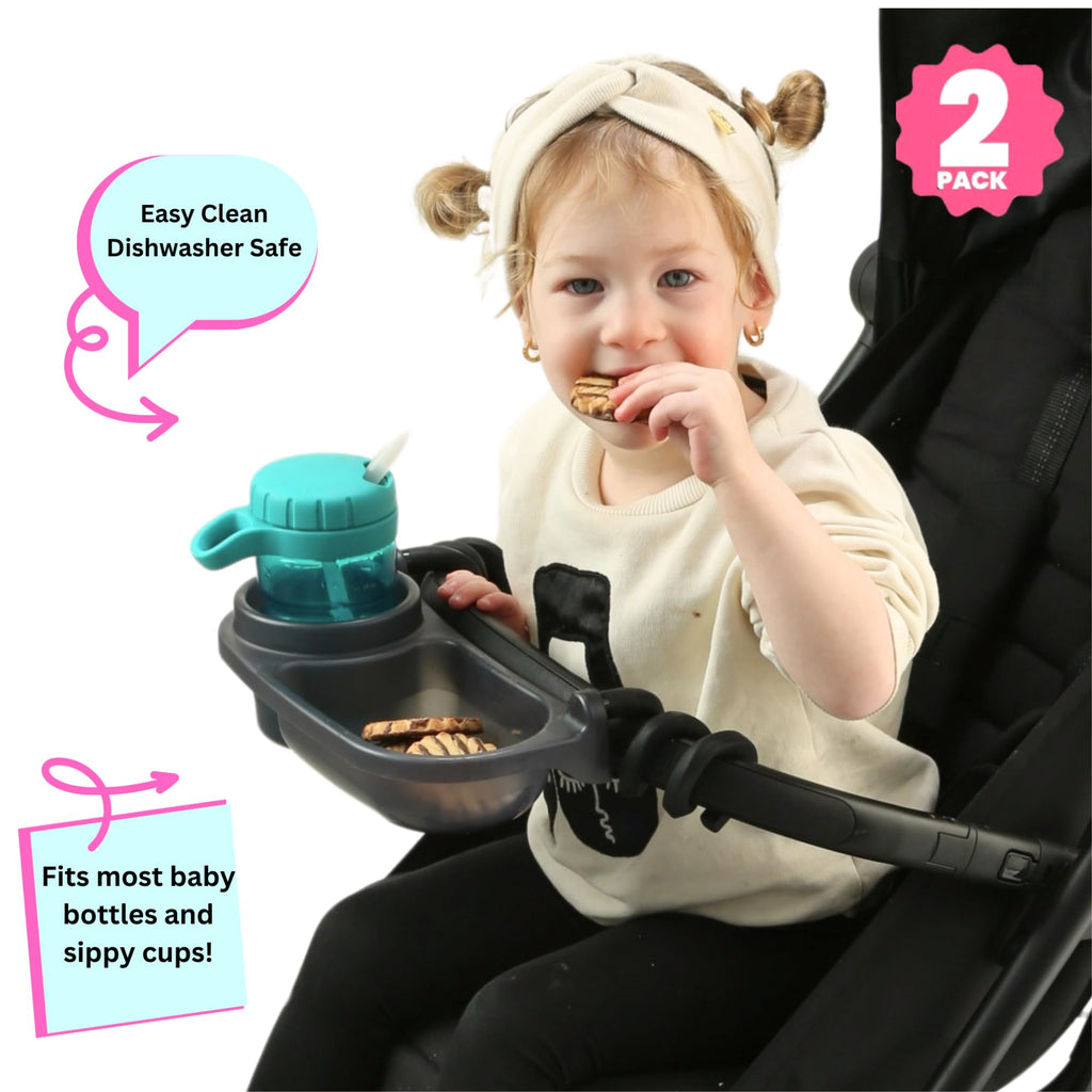 Universal Stroller Snack Tray & Cup Holder Attachment