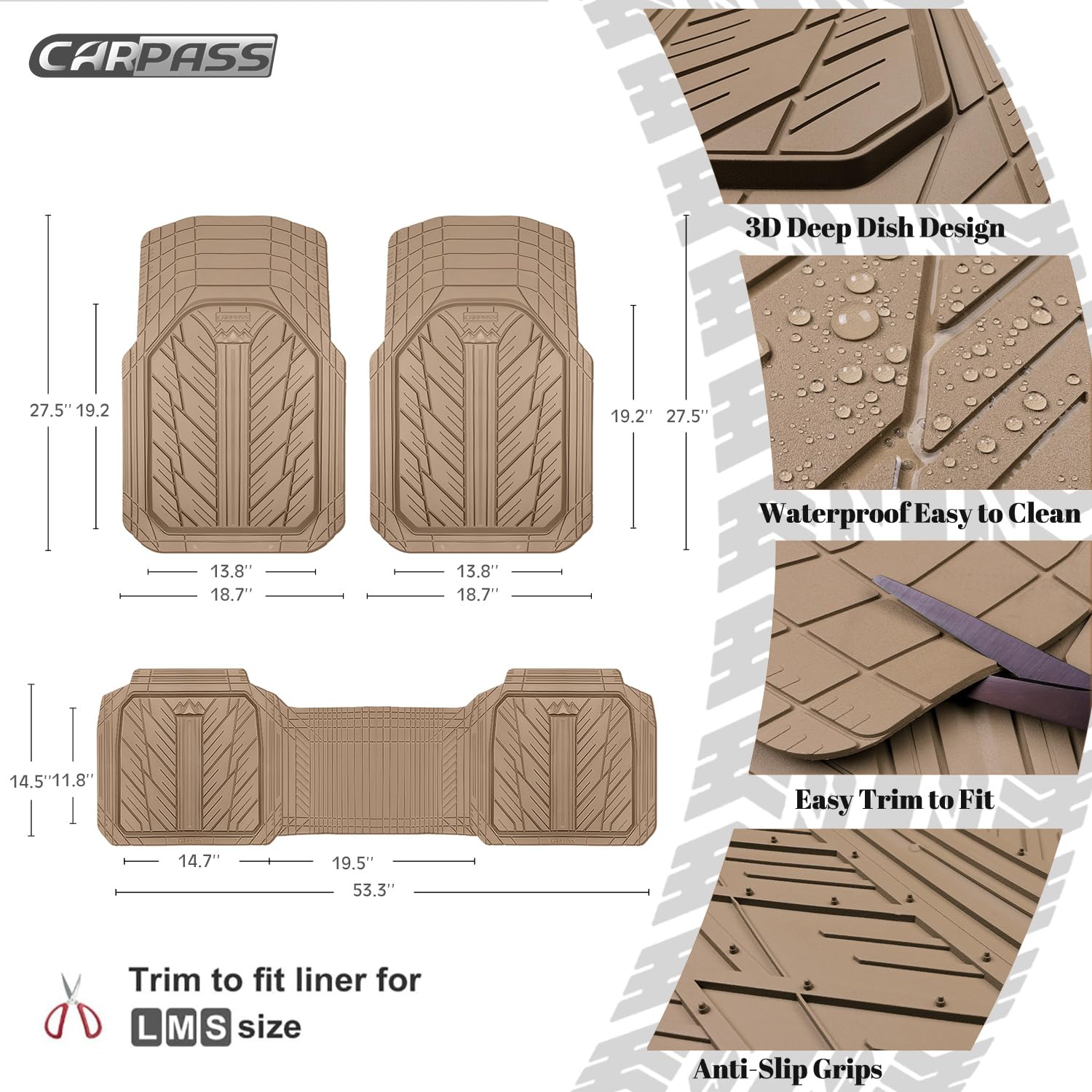 All-Weather Rubber Car Floor Mats for Interior Protection