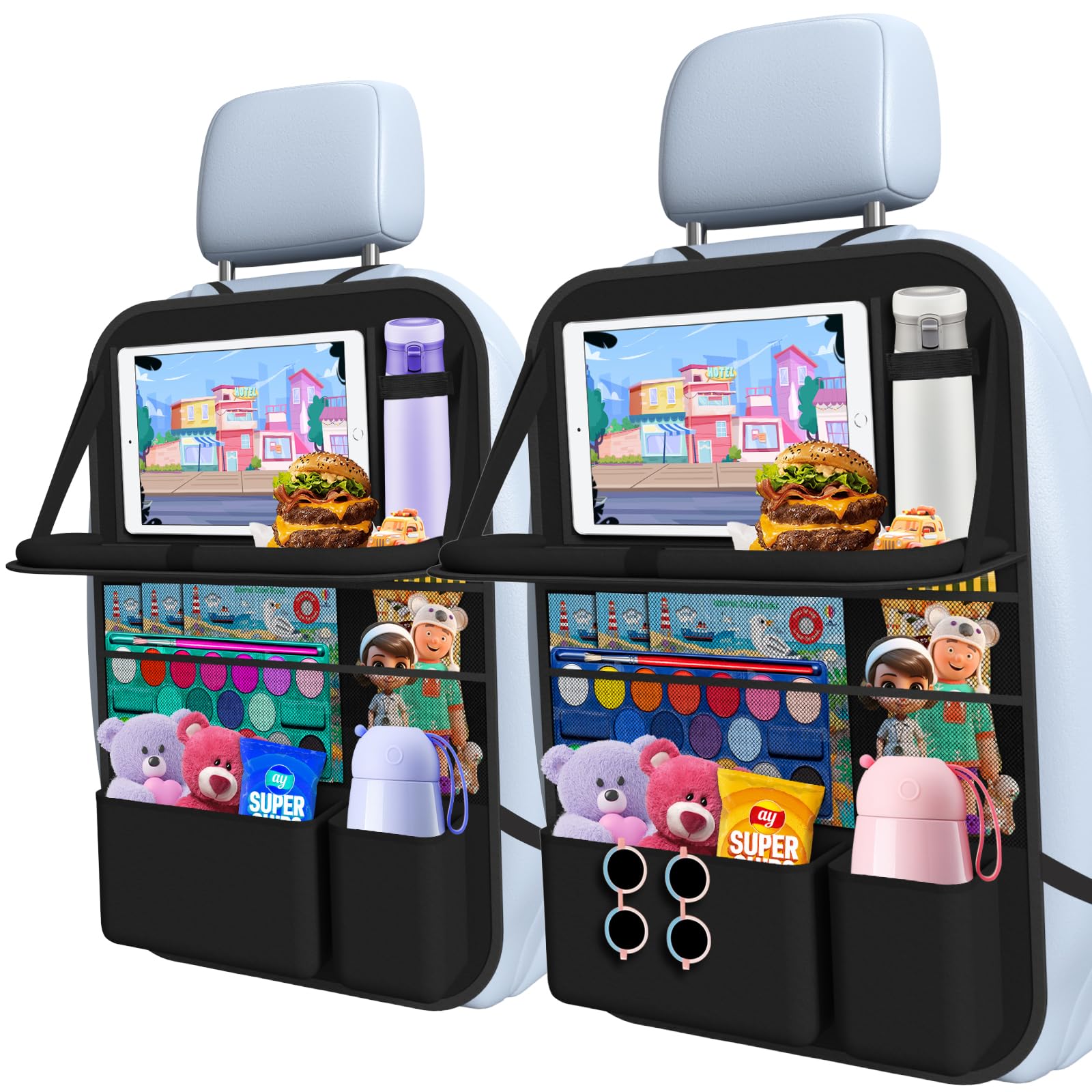Backseat Car Organizer with Storage Pockets & Kick Mat