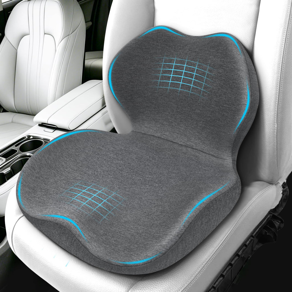 Memory Foam Car Seat Cushion & Lumbar Support Pillow