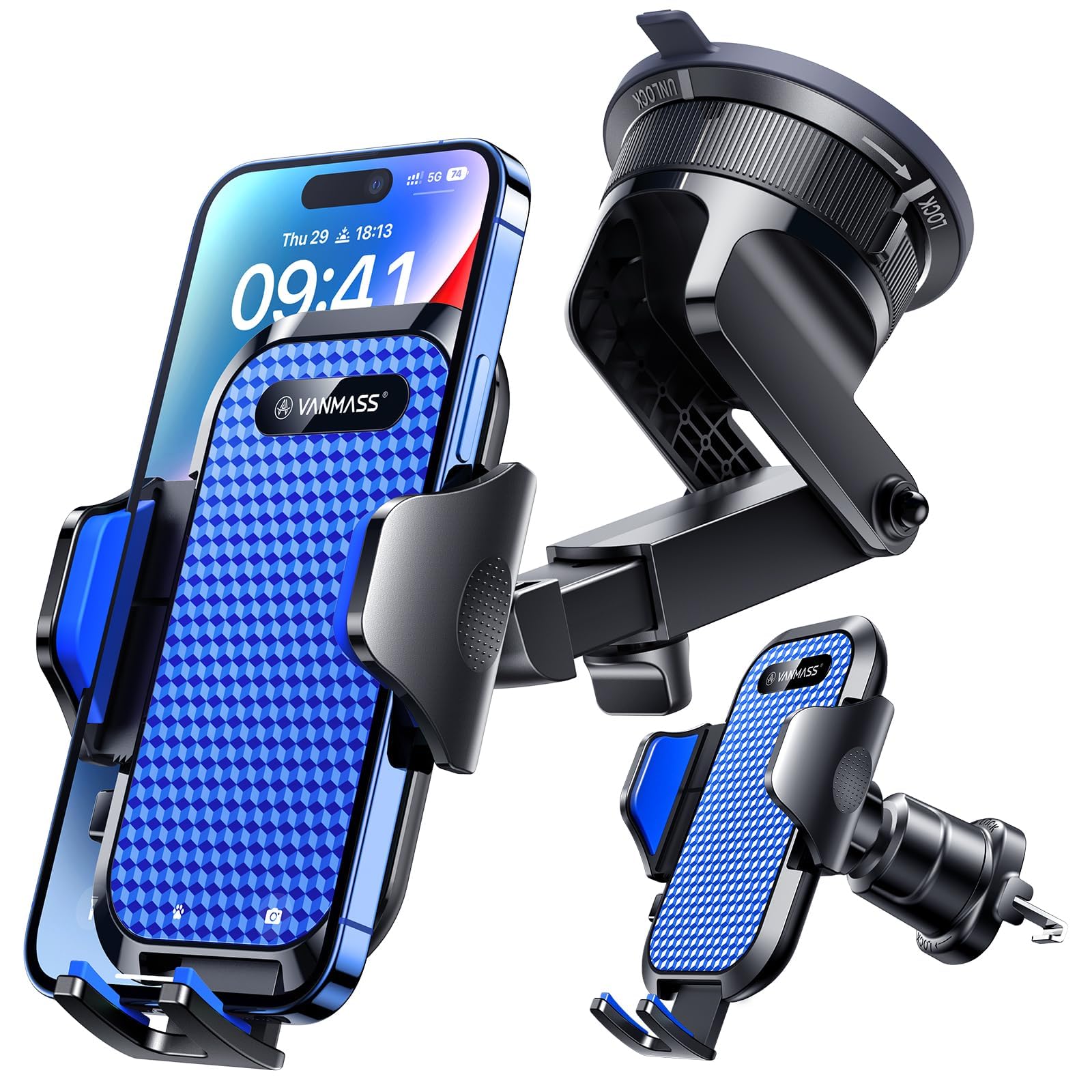 Military-Grade Car Phone Mount for Dashboard, Vent & Windshield