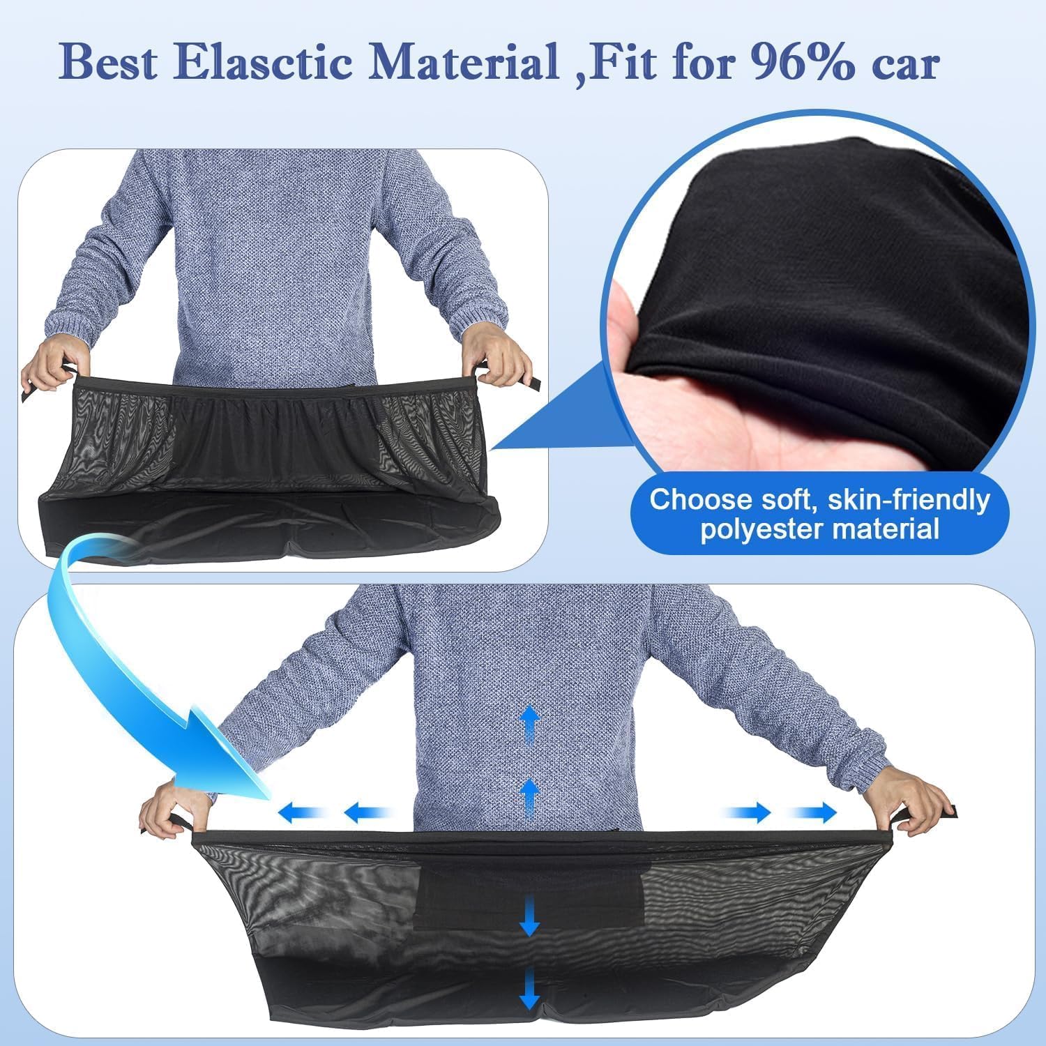 Universal Elastic Rear Side Window Sun Shades for Cars