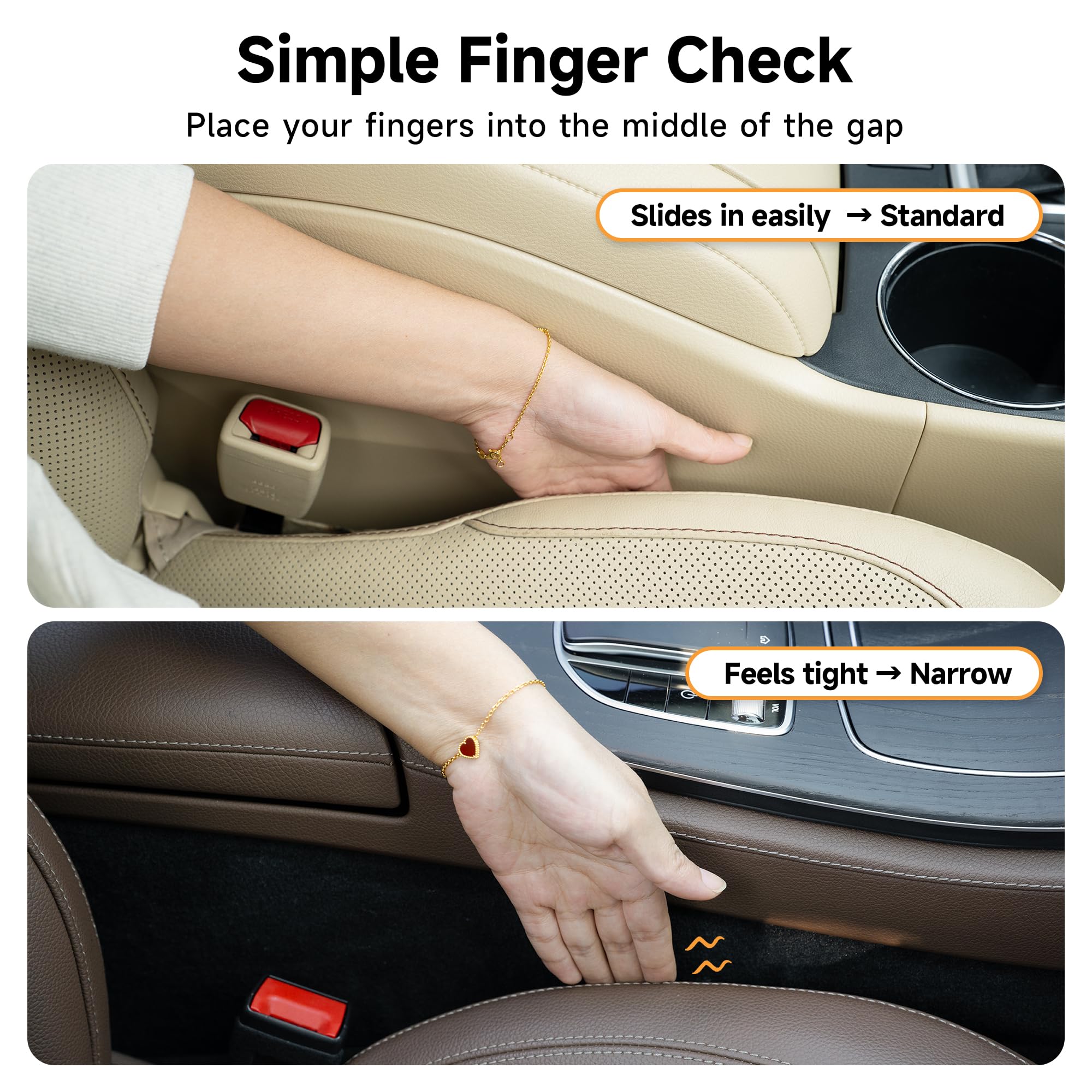 2-Pack 3-in-1 Car Seat Gap Fillers with Organizer & Hook