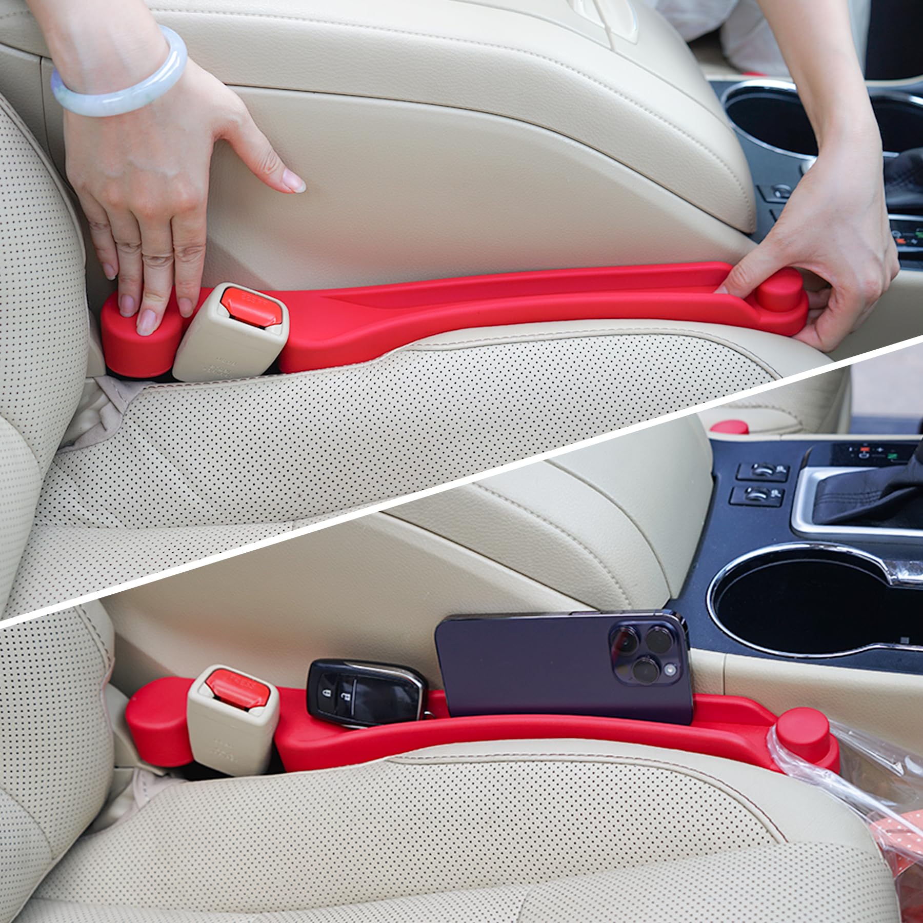2-Pack 3-in-1 Car Seat Gap Fillers with Organizer & Hook