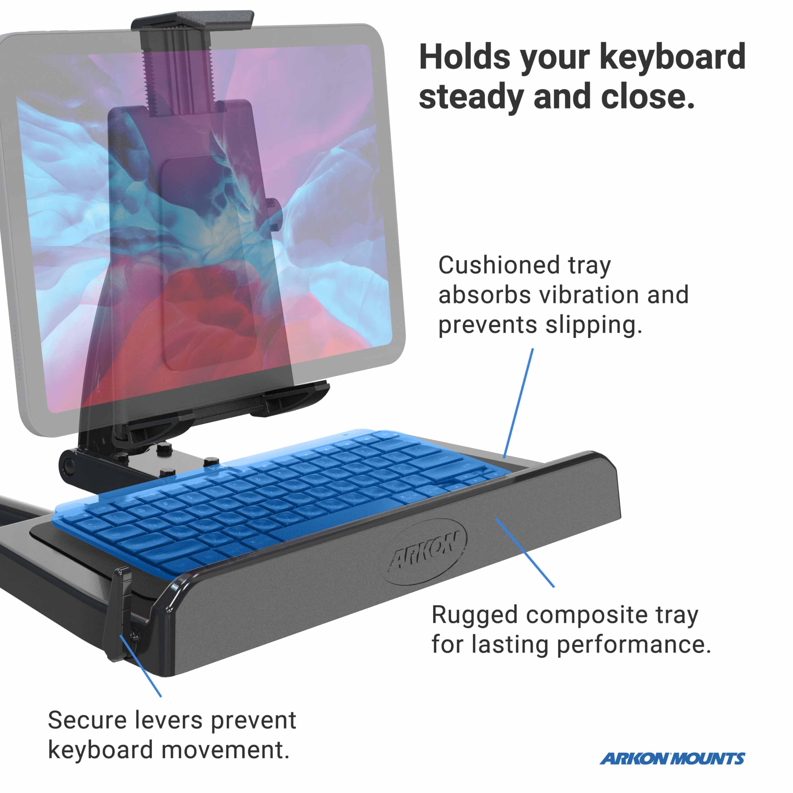 Professional Car Tablet & Keyboard Tray Mount for iPad and Samsung